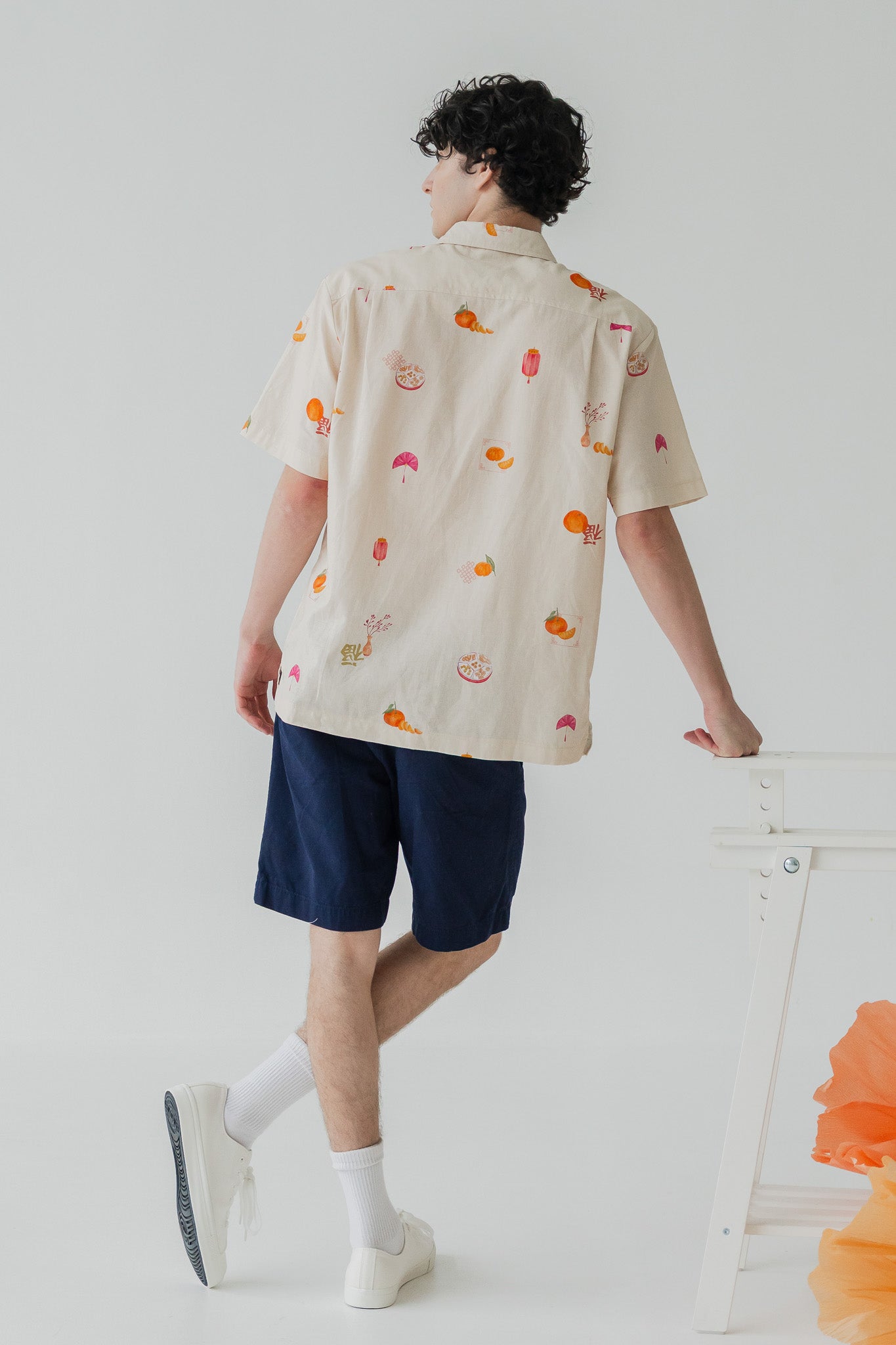 Sweet Savoury Spring Men's Linen Shirt in Marigold