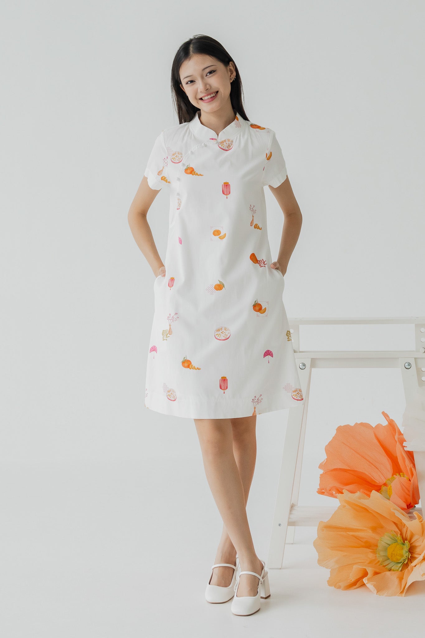 Sweet Savoury Spring Cheongsam Dress in Cloud