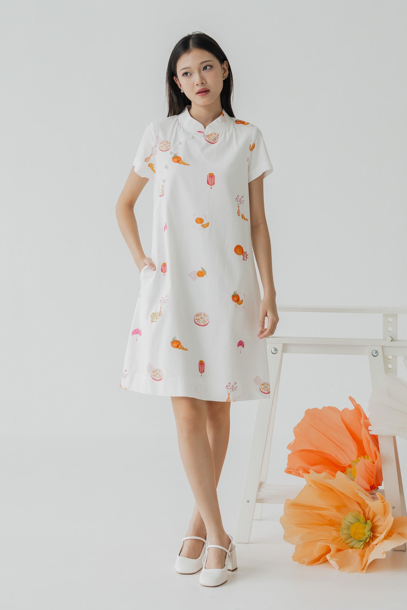 Sweet Savoury Spring Cheongsam Dress in Cloud