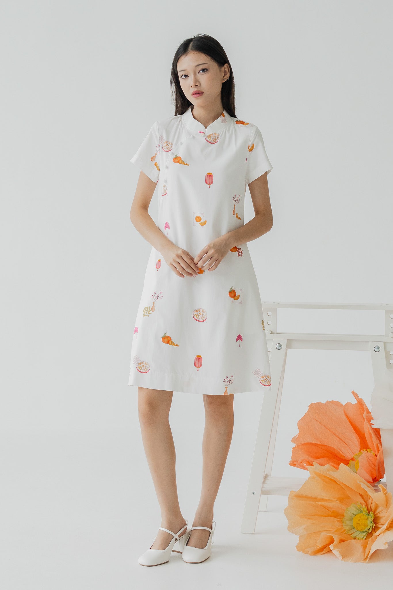 Sweet Savoury Spring Cheongsam Dress in Cloud