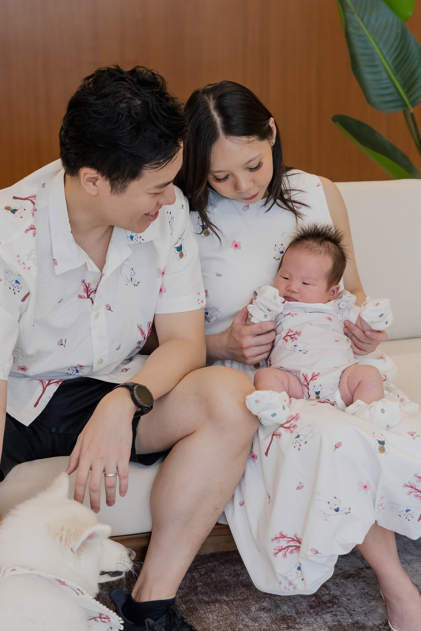Fortune In Bloom Baby Romper in Kinako