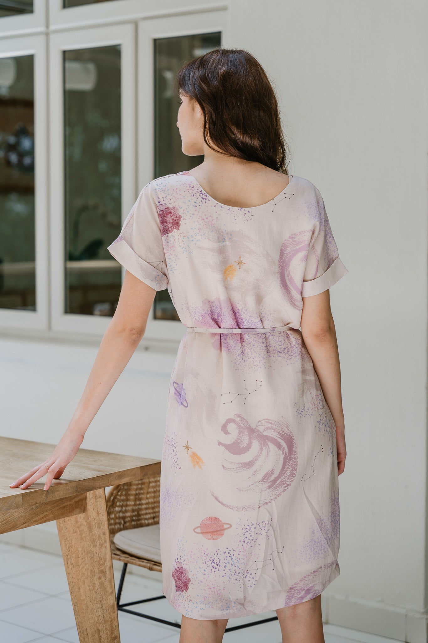 Constellations Cap Sleeve Two-Way Linen Dress in Aurora