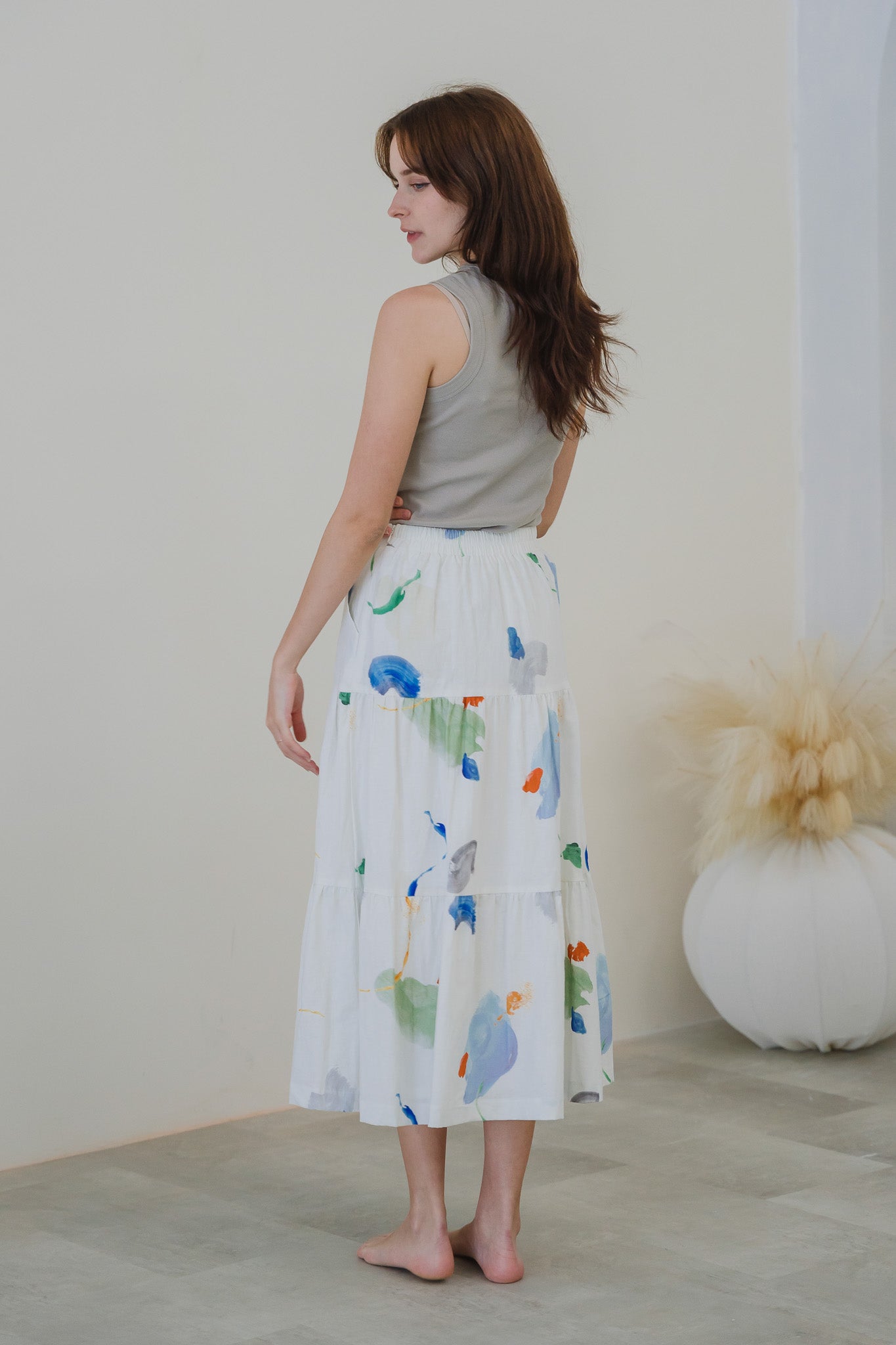 Serendipity Tiered Linen Skirt in Tranquility