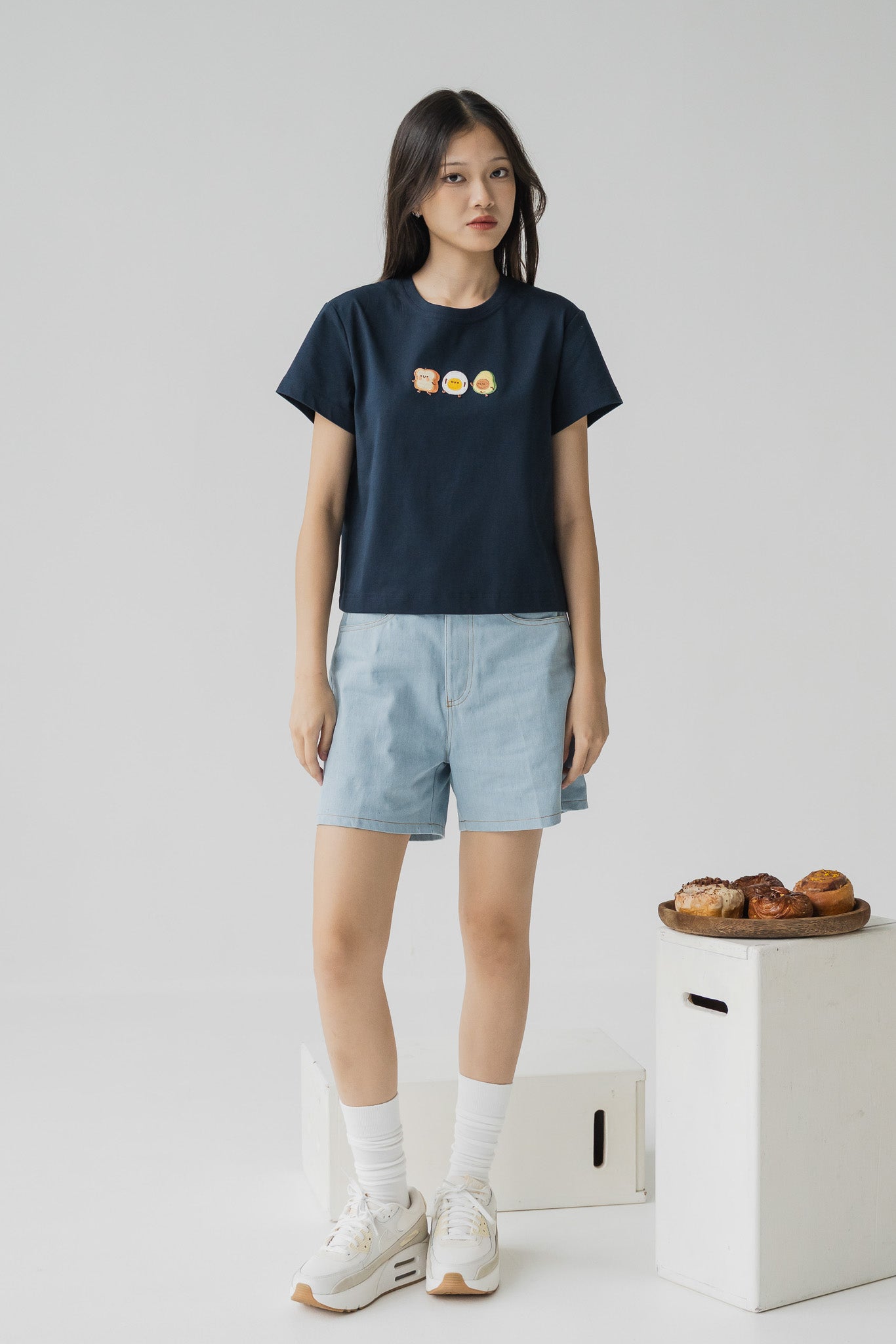 Breakfast Club Cropped Tee in Navy