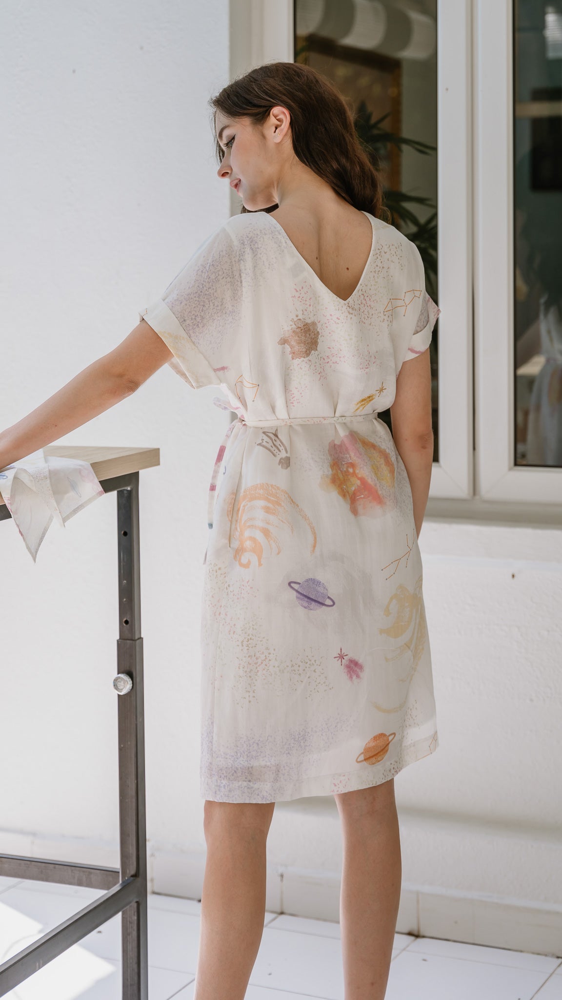 Constellations Cap Sleeve Two-Way Linen Dress in Stardust