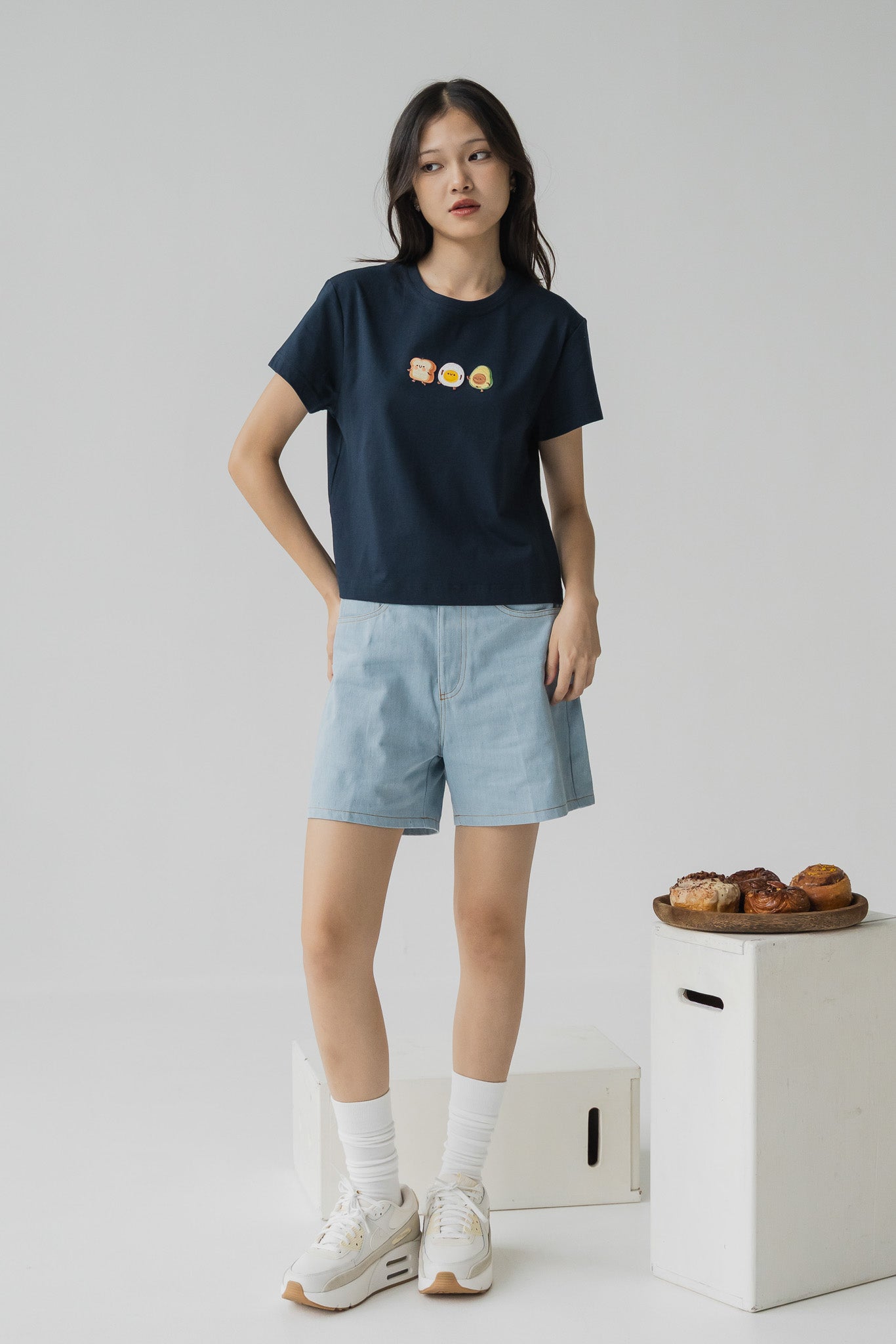 Breakfast Club Cropped Tee in Navy