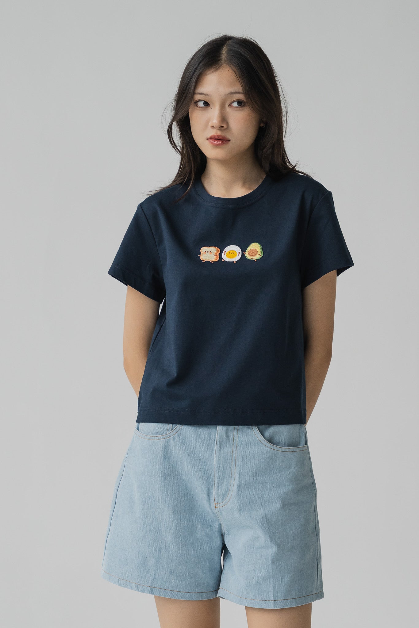 Breakfast Club Cropped Tee in Navy