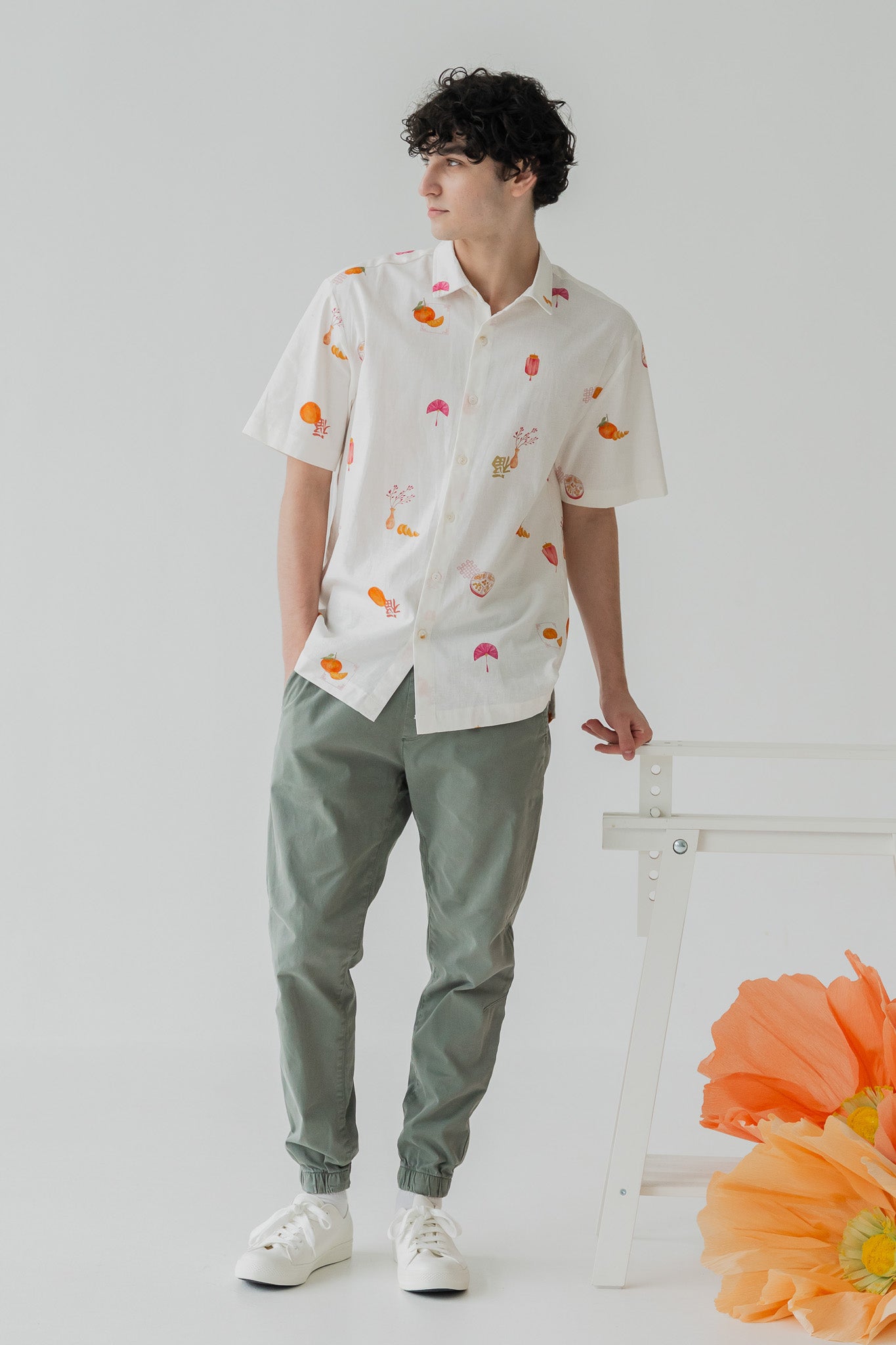 Sweet Savoury Spring Men's Linen Shirt in Cloud