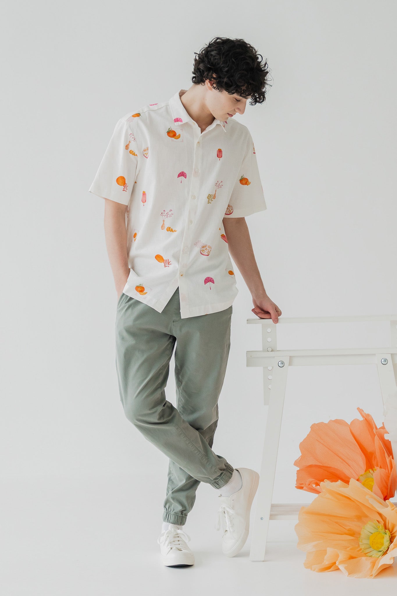 Sweet Savoury Spring Men's Linen Shirt in Cloud