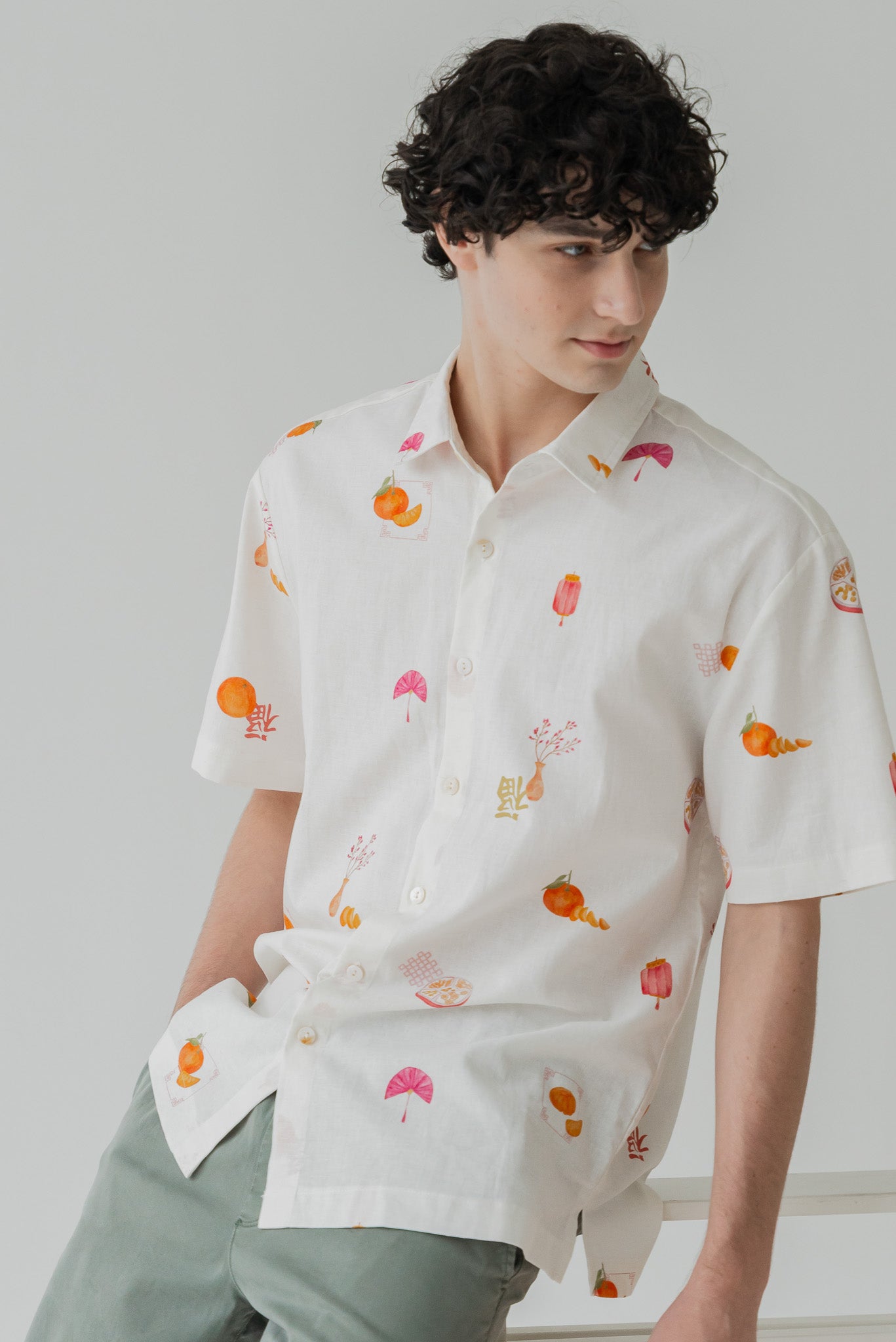 Sweet Savoury Spring Men's Linen Shirt in Cloud