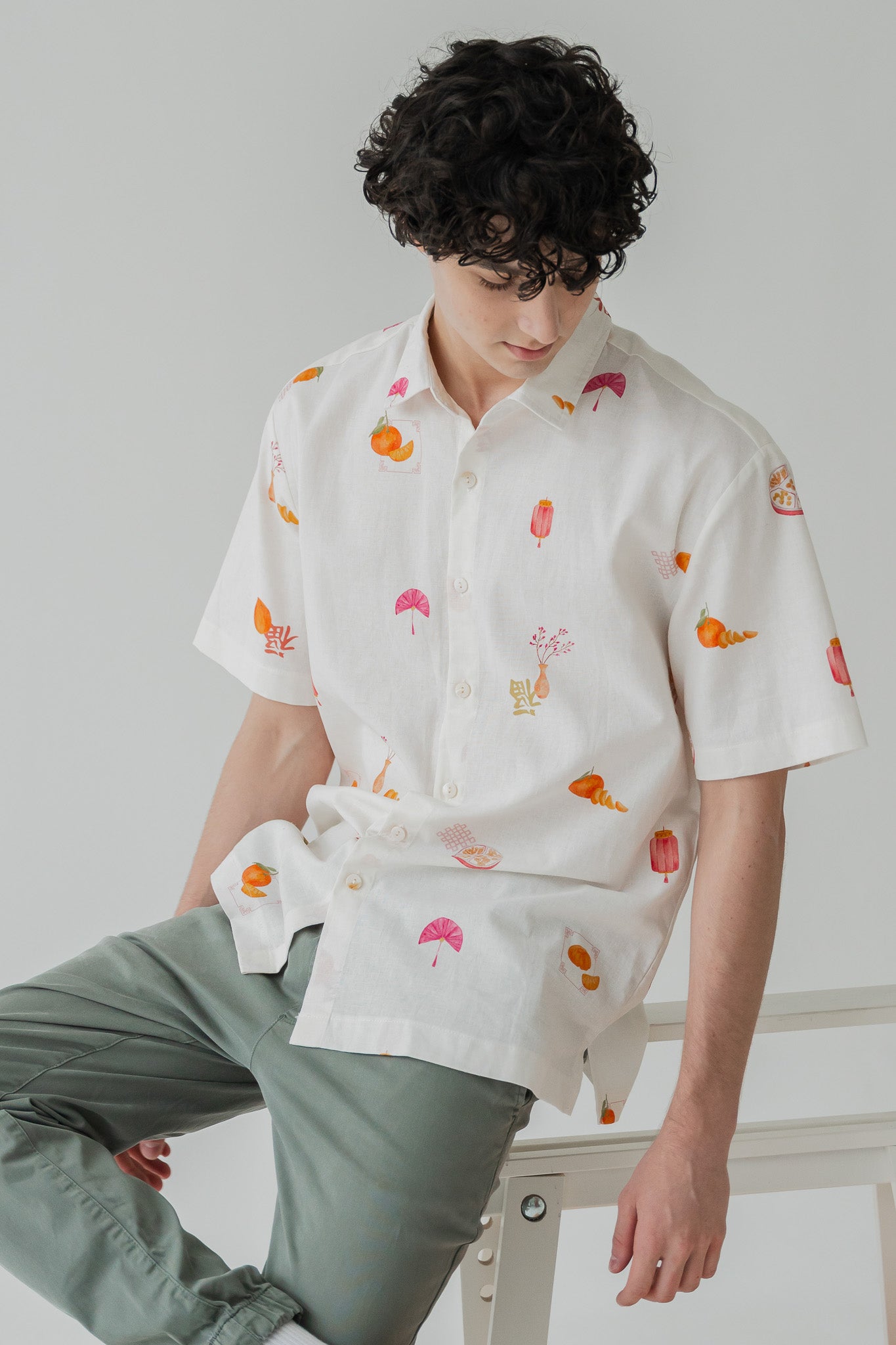 Sweet Savoury Spring Men's Linen Shirt in Cloud