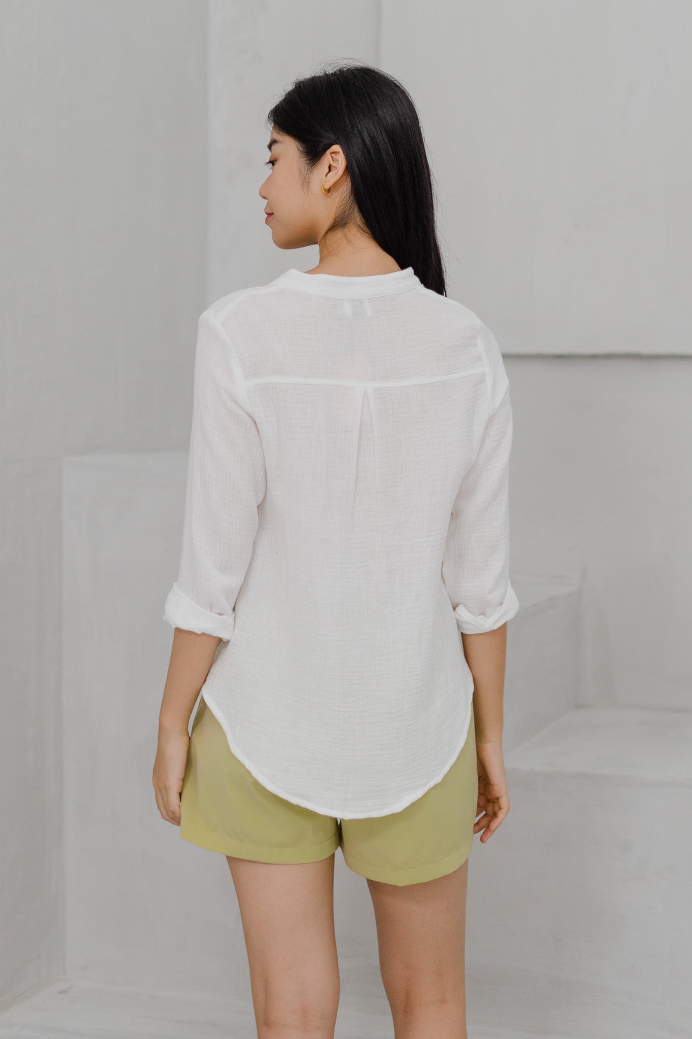 Serenity Long Sleeve Muslin Shirt in White