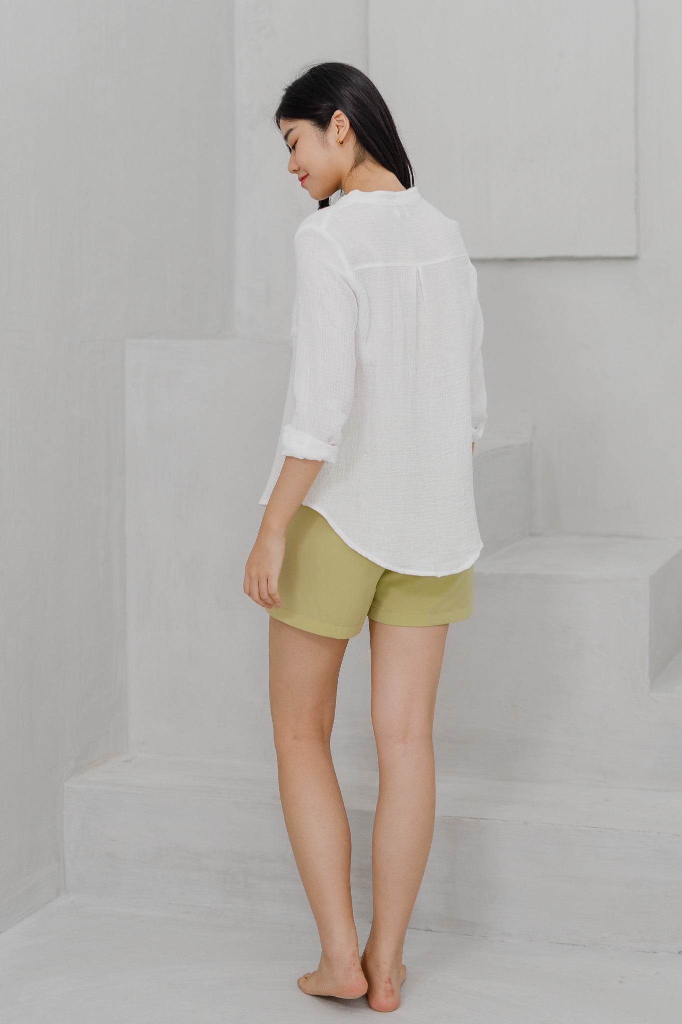 Serenity Long Sleeve Muslin Shirt in White