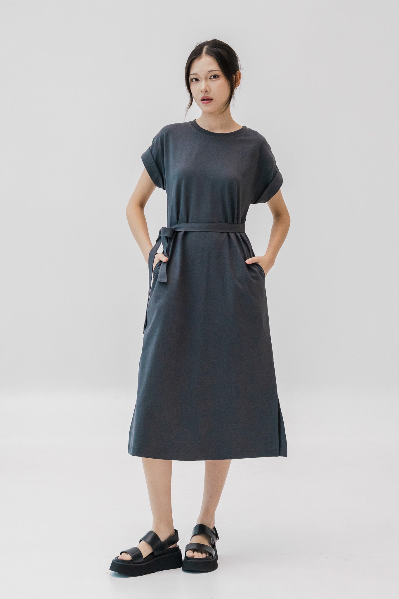 Astrid Jersey Dress in Dark Gray