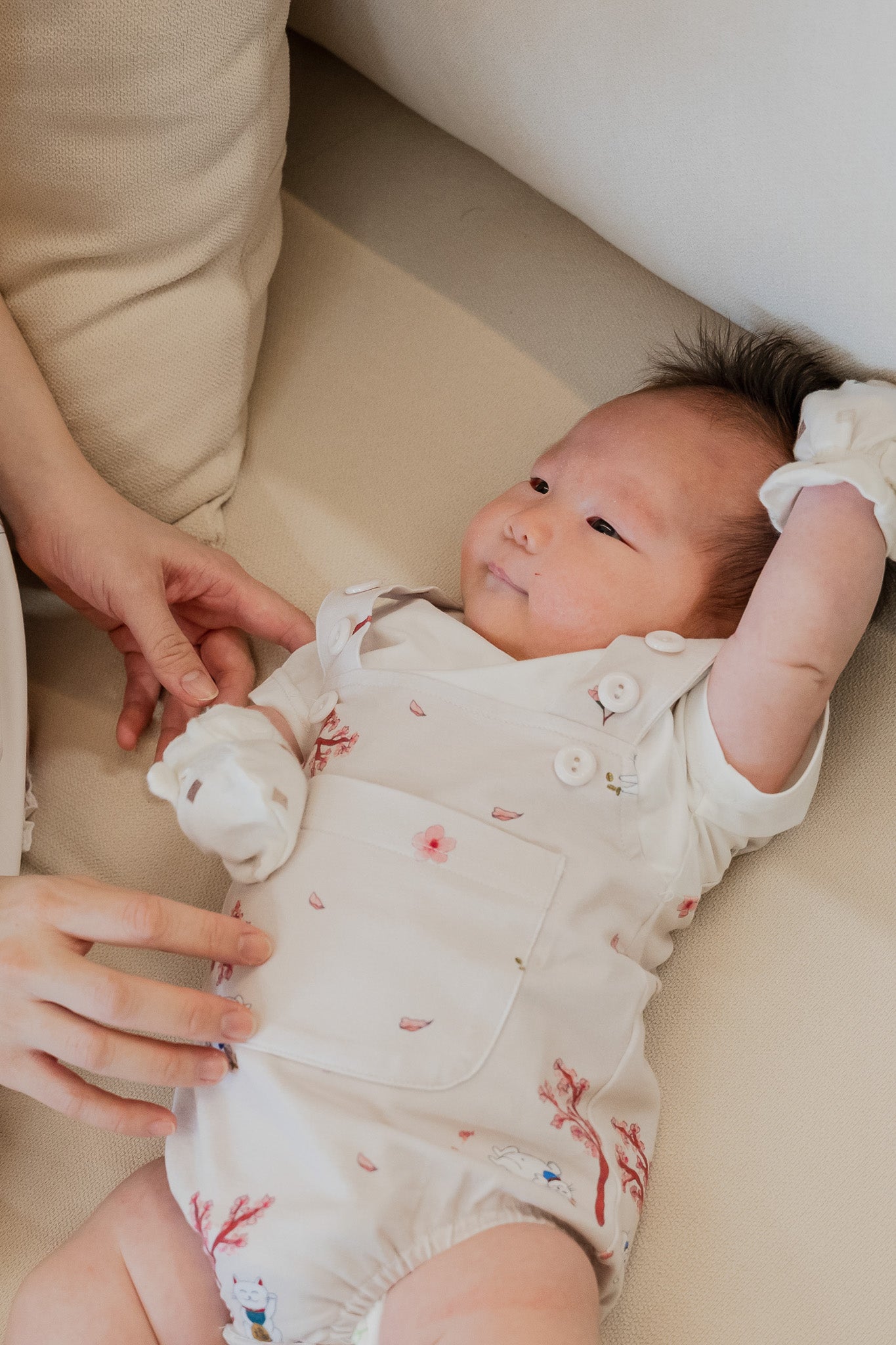 Fortune In Bloom Baby Romper in Kinako