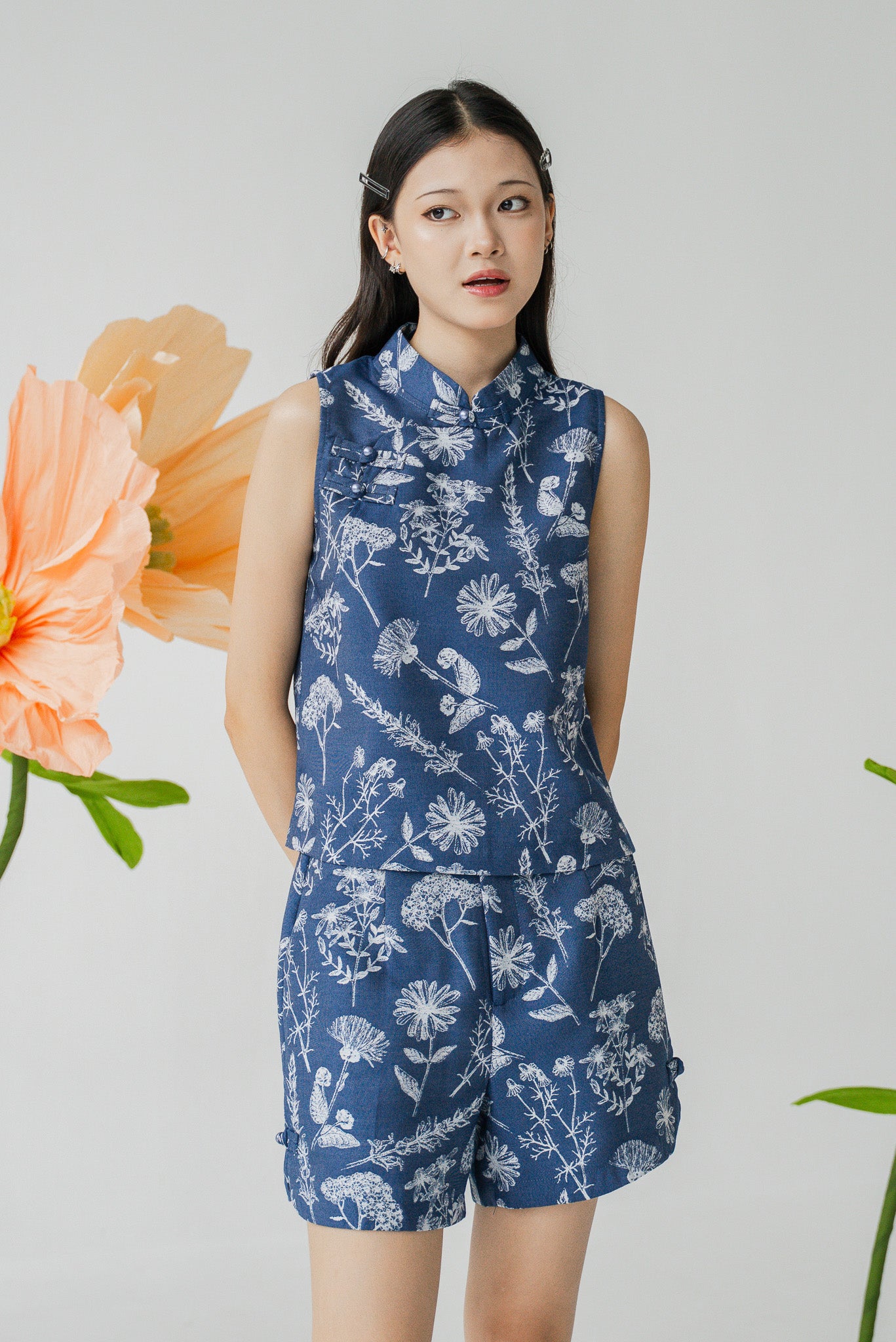 Spring Radiance Sleeveless Mandarin Blouse