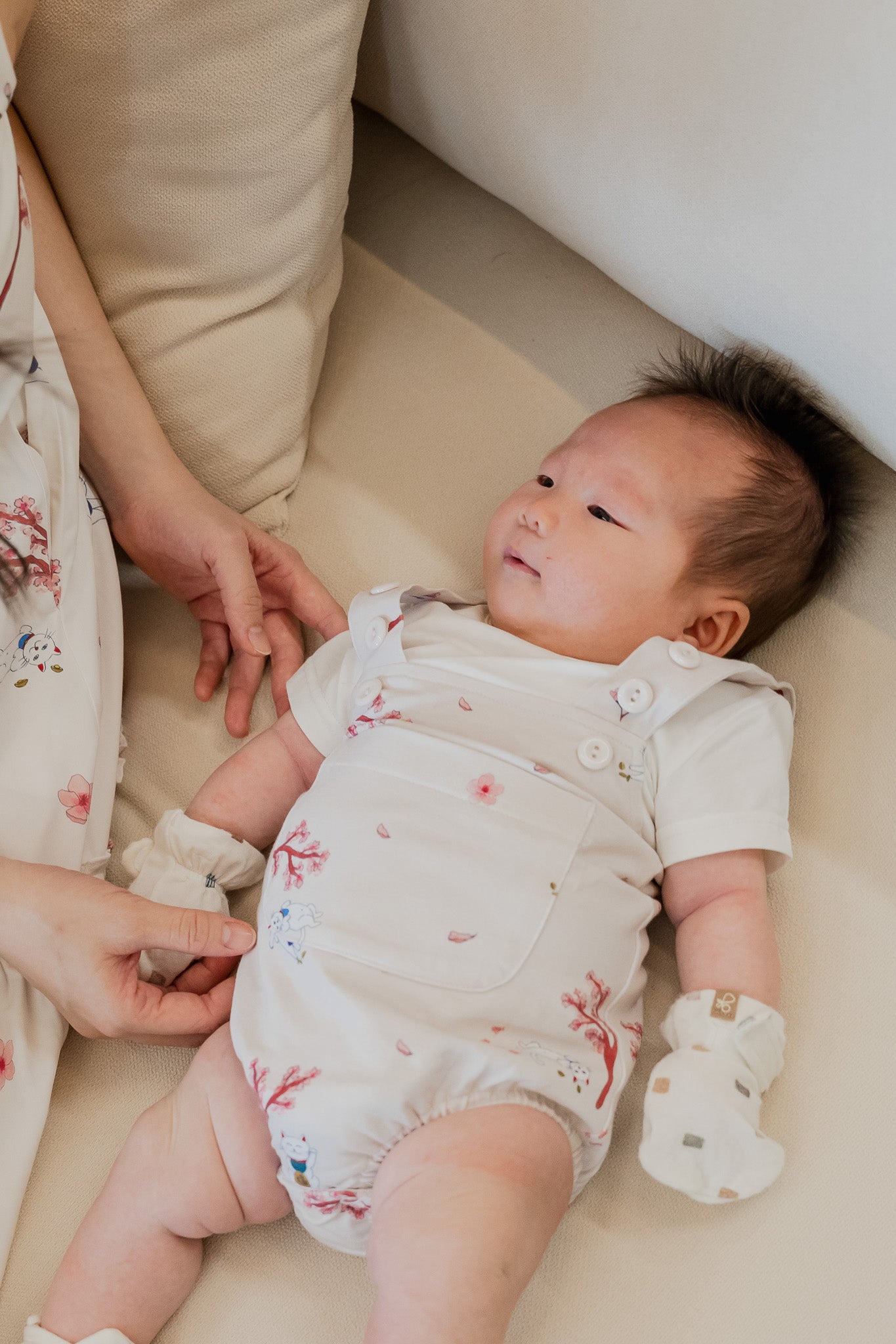 Fortune In Bloom Baby Romper in Kinako
