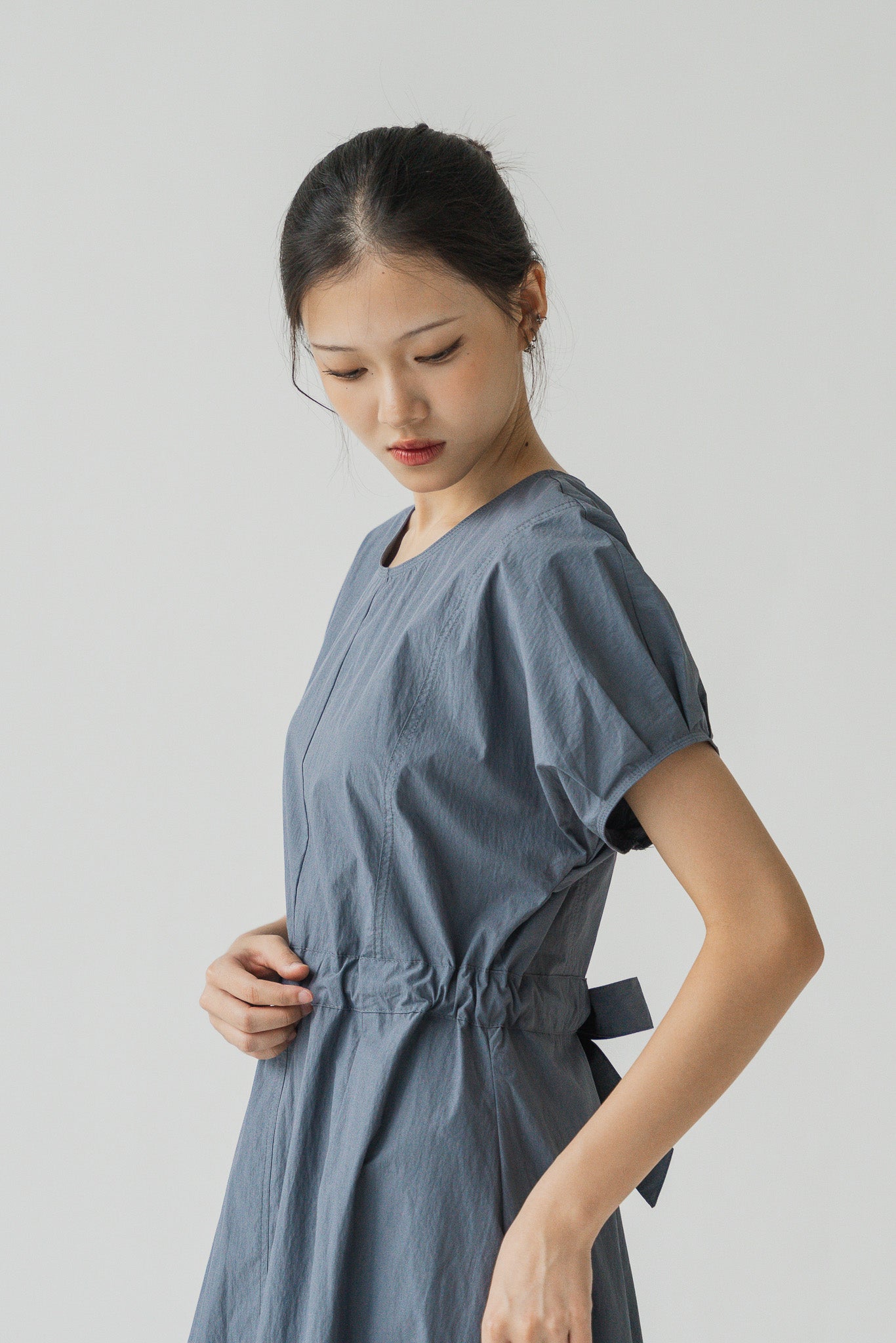 Kyori Cap Sleeve Midaxi Dress in Steel Blue