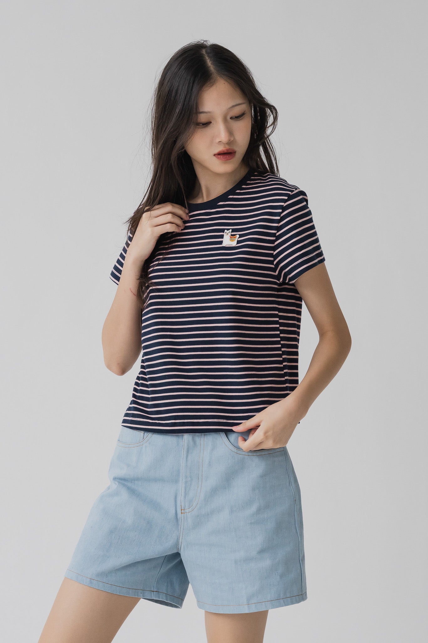 Alpaca Striped Tee in Navy