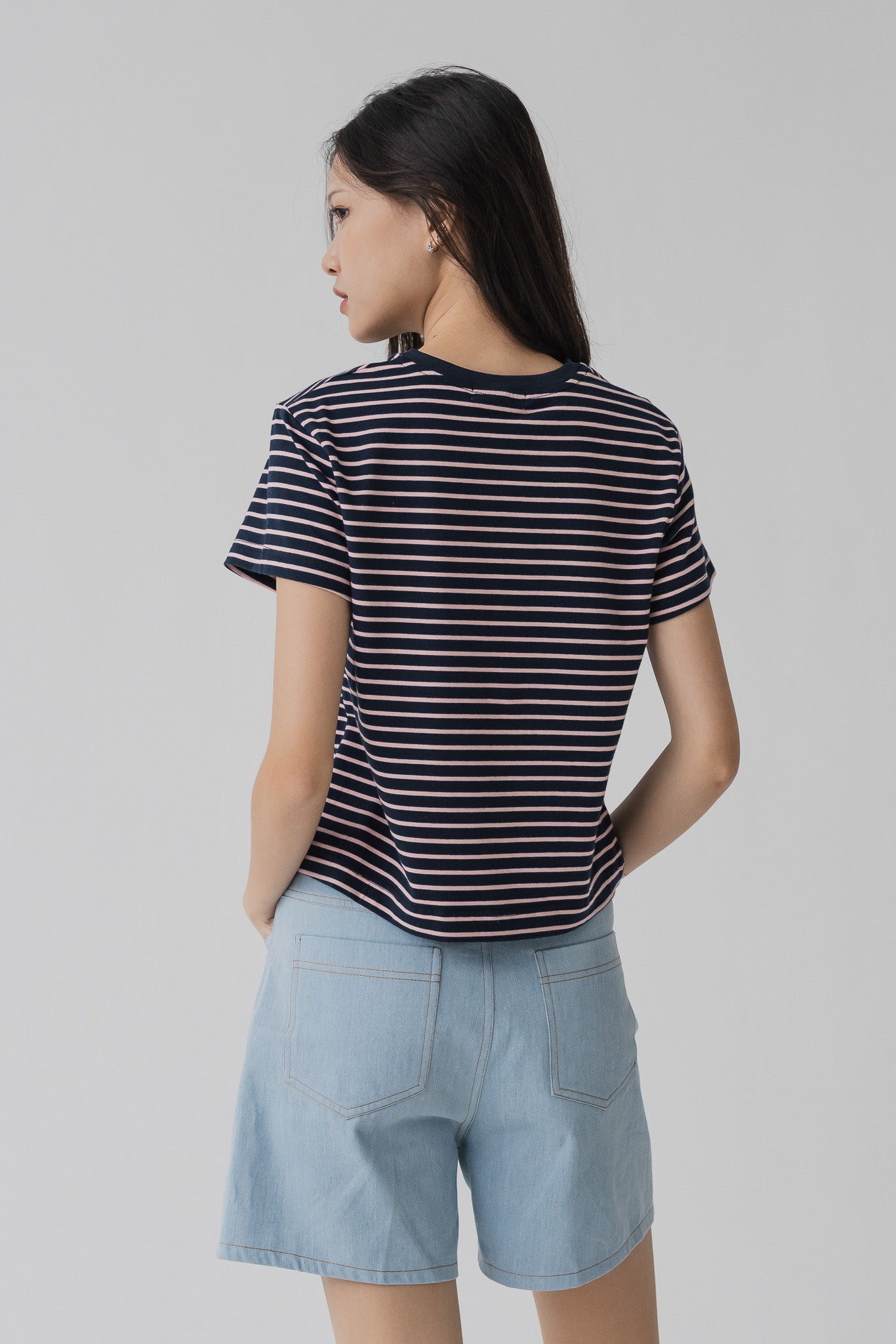 Alpaca Striped Tee in Navy
