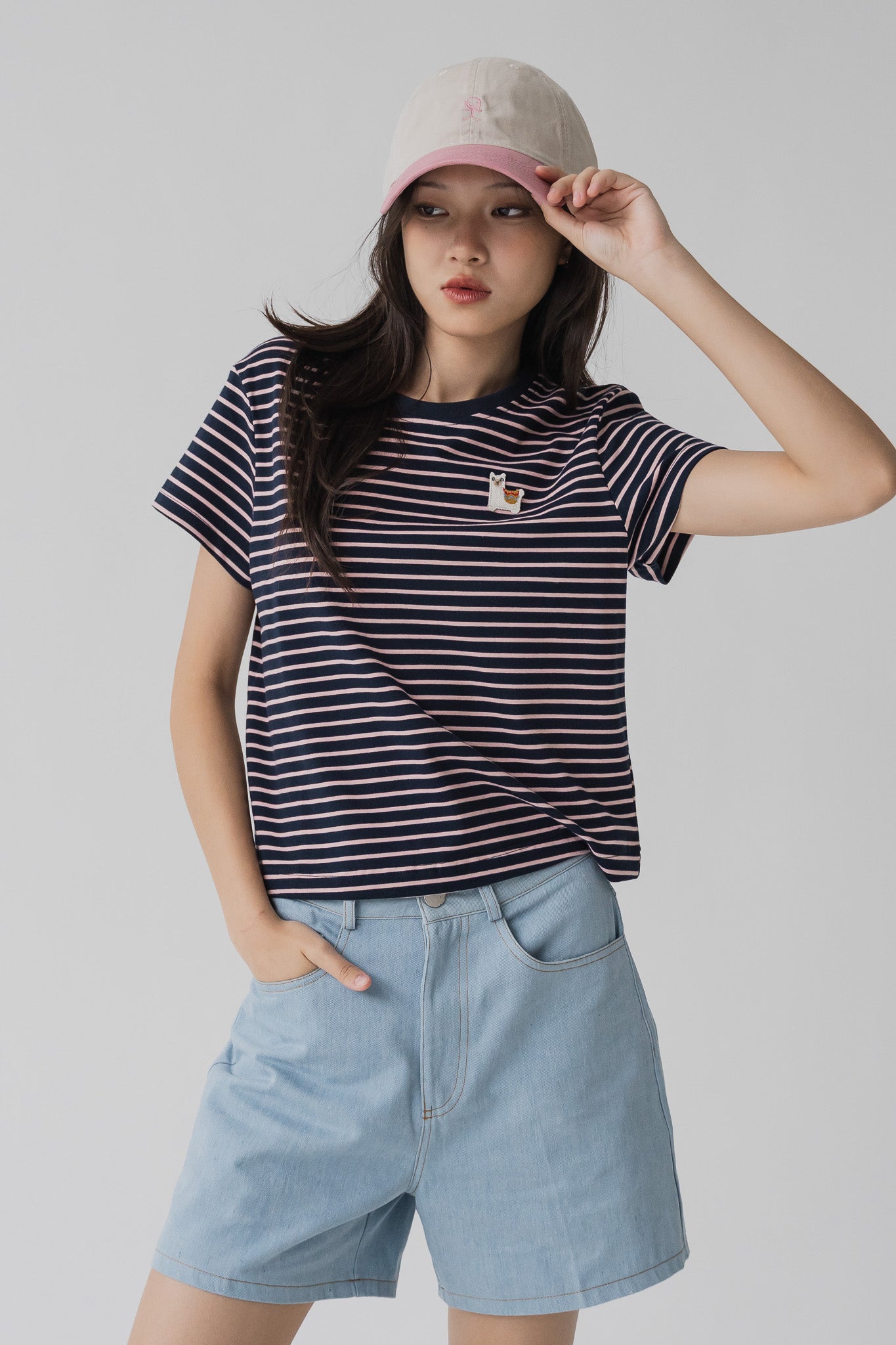 Alpaca Striped Tee in Navy