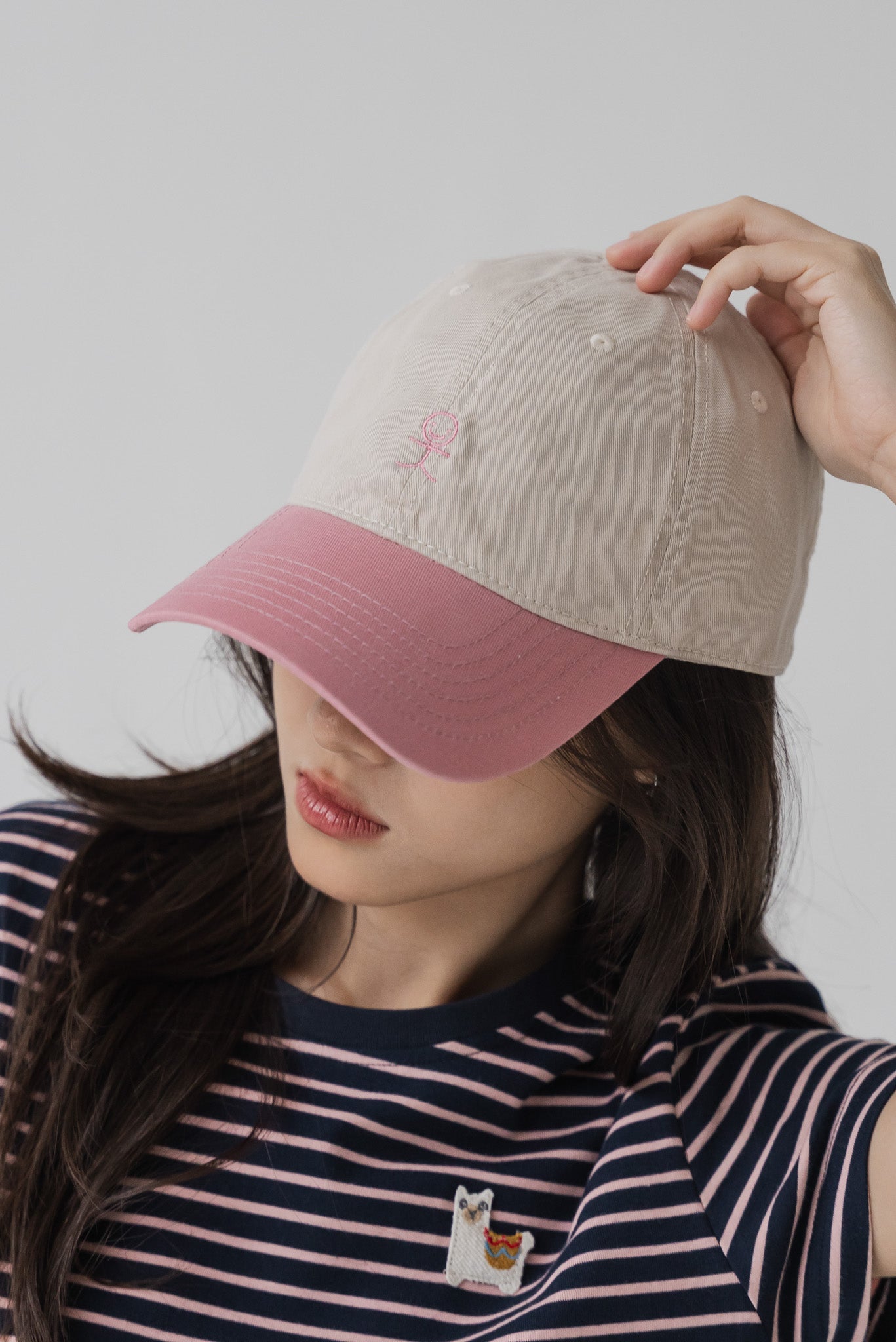 Smiley Logo Colour Block Canvas Cap in Pink