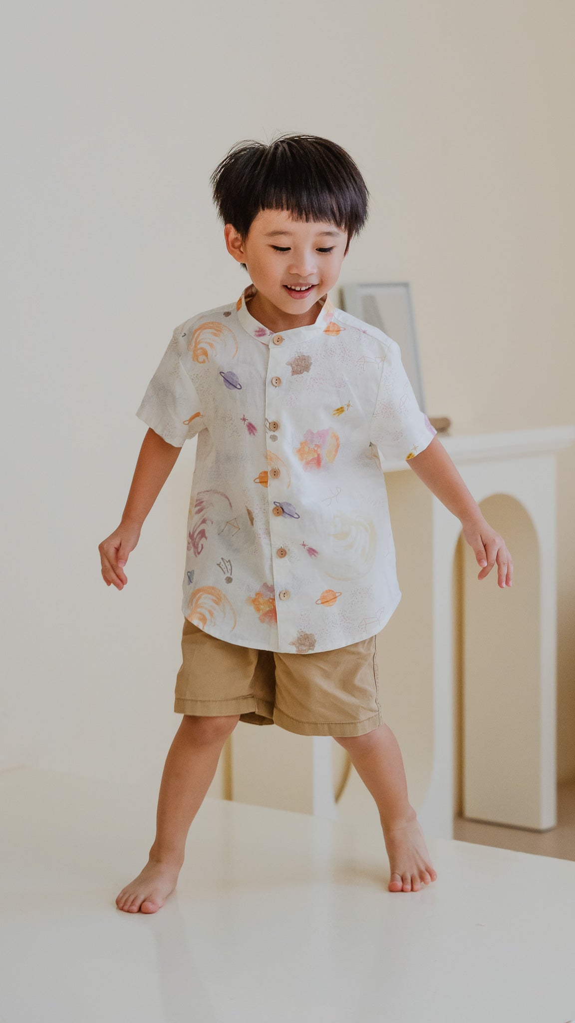 Constellations Kid's Linen Shirt in Stardust