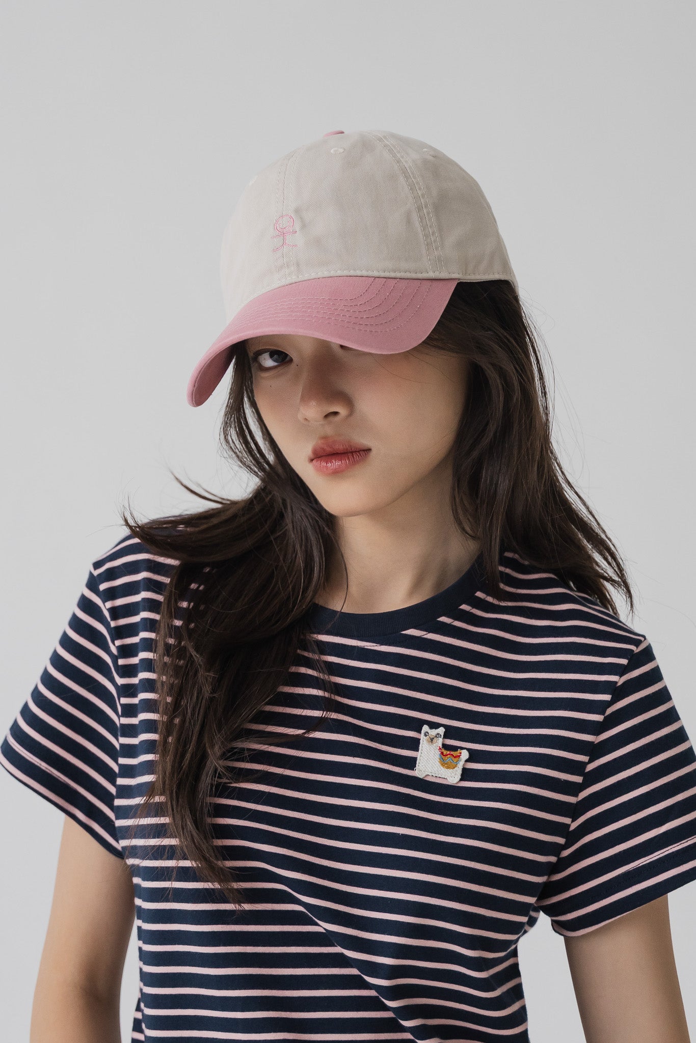 Smiley Logo Colour Block Canvas Cap in Pink