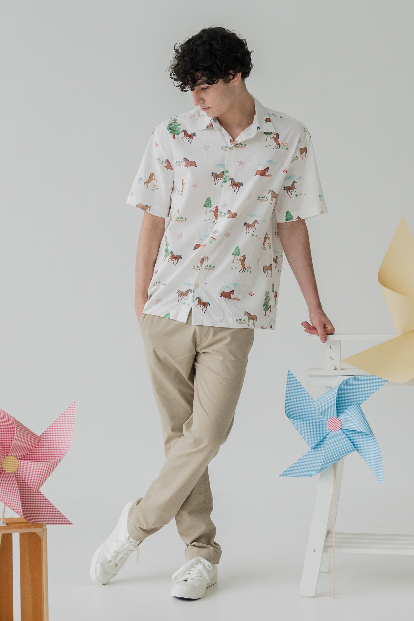 Fields of Gold Men's Linen Shirt in Bloom