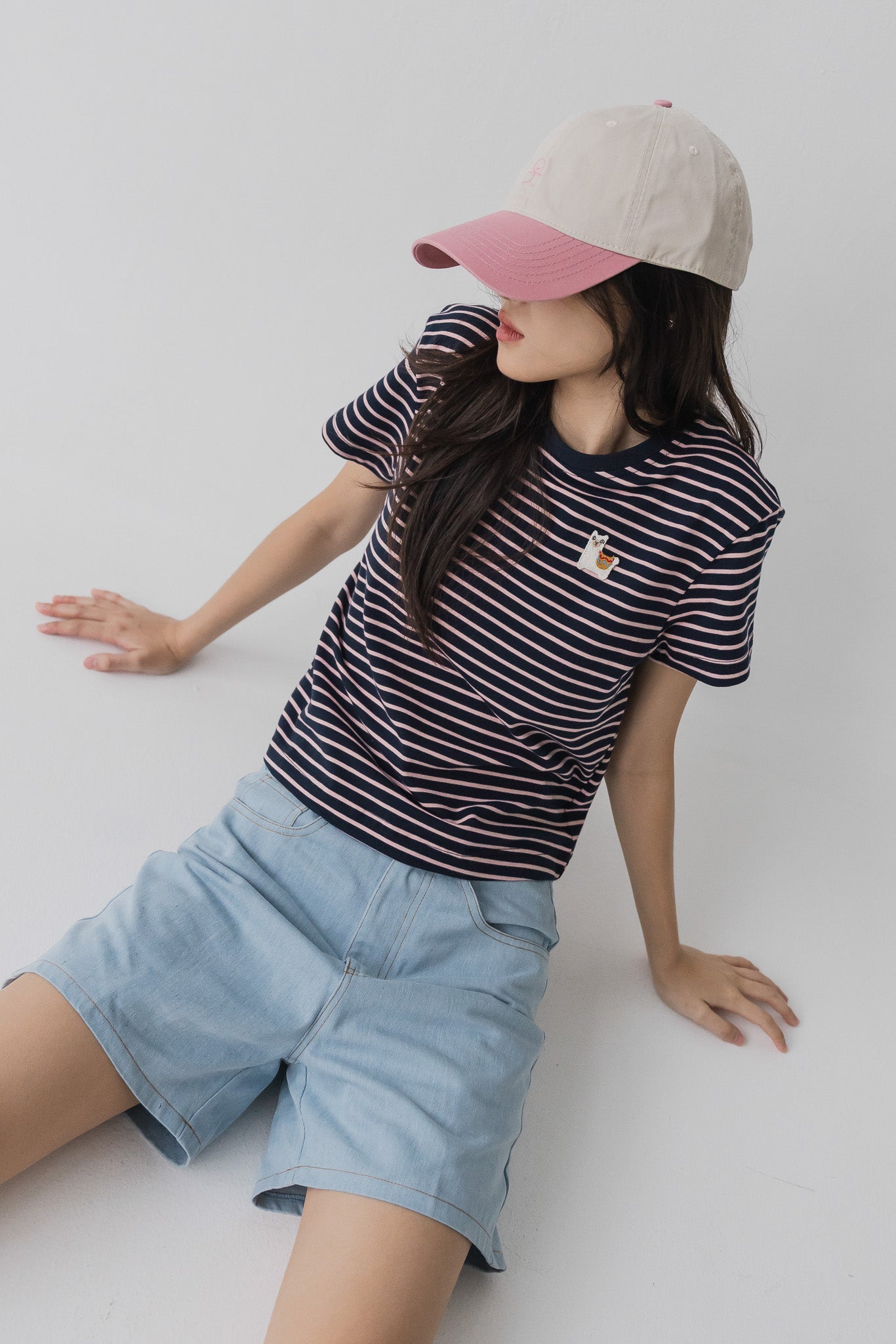 Smiley Logo Colour Block Canvas Cap in Pink