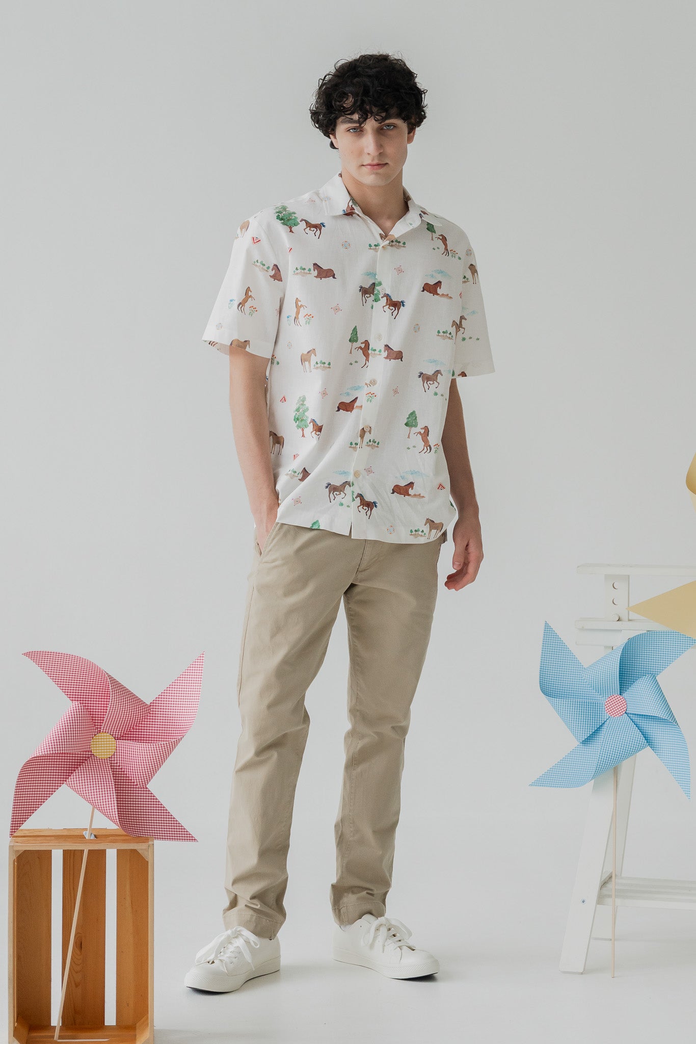 Fields of Gold Men's Linen Shirt in Bloom