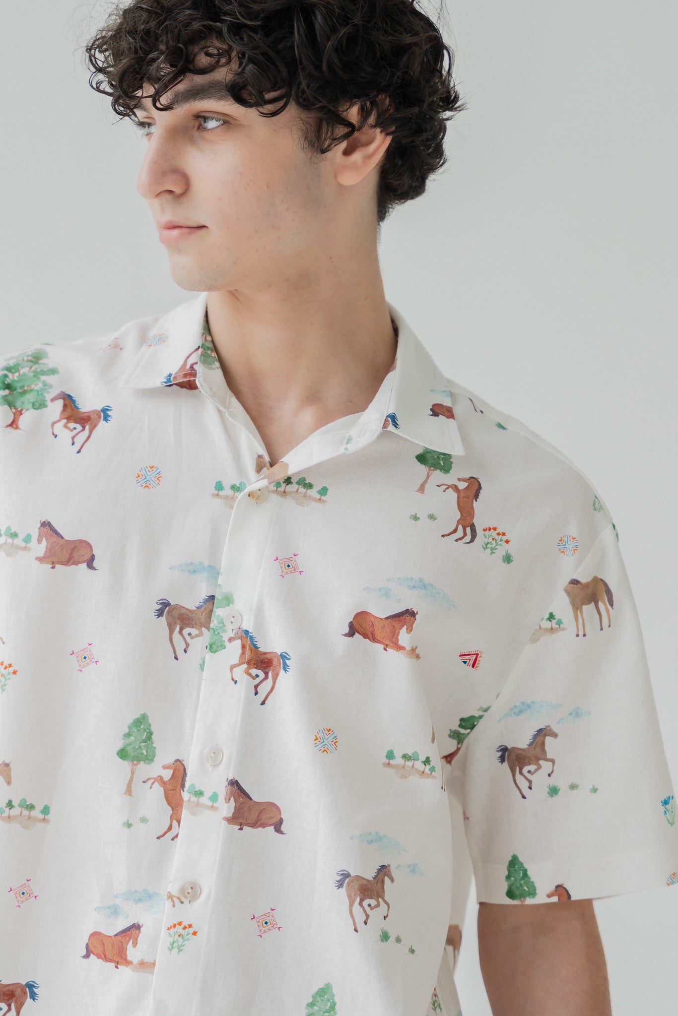 Fields of Gold Men's Linen Shirt in Bloom
