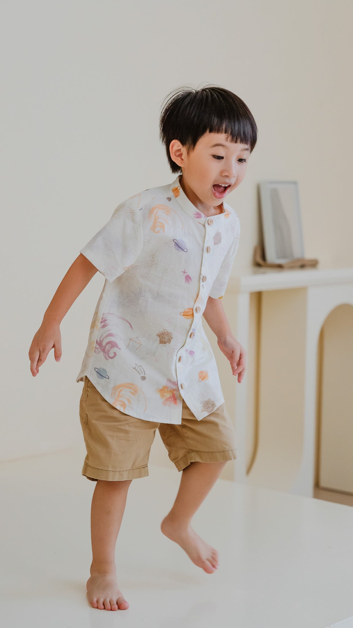 Constellations Kid's Linen Shirt in Stardust