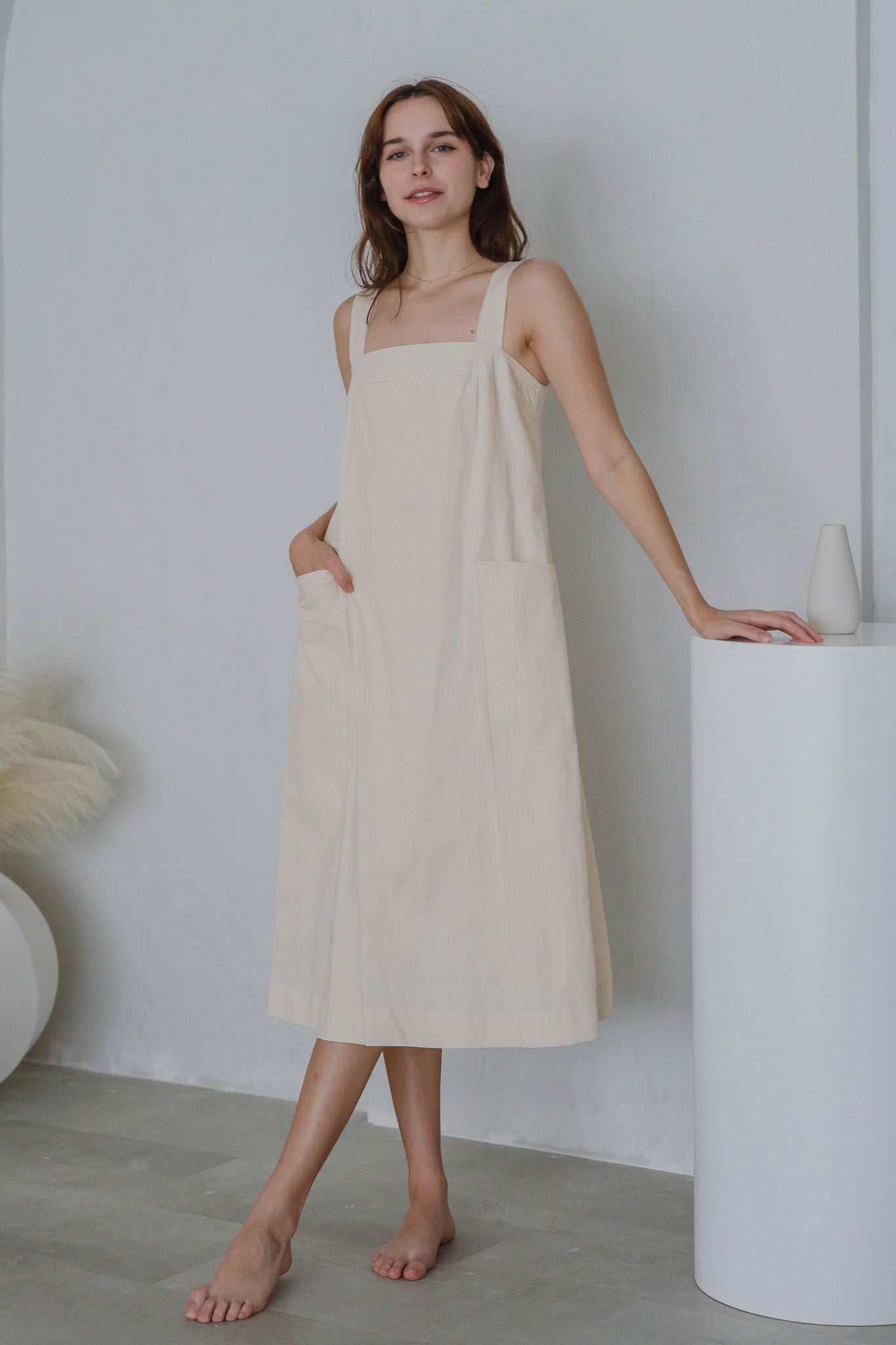 Piece of Cake Linen Tent Dress in Beige