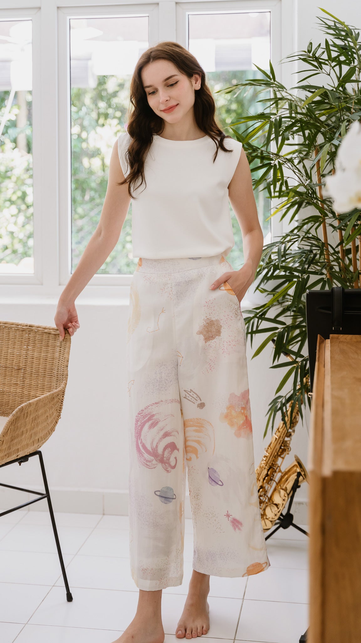 Constellations Linen Long Pants in Stardust