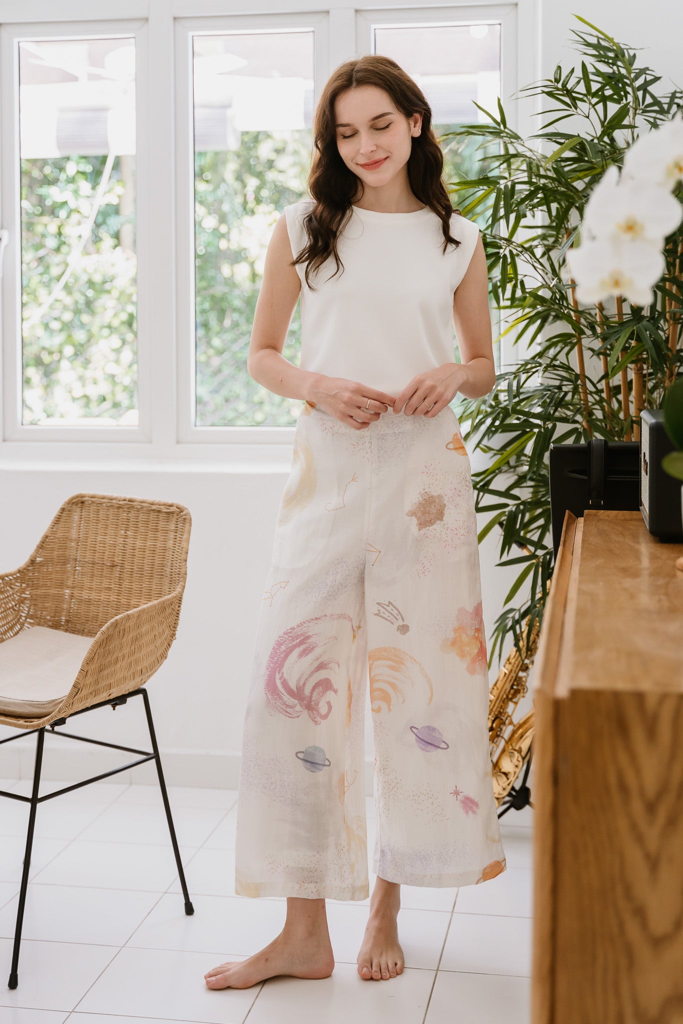 Constellations Linen Long Pants in Stardust