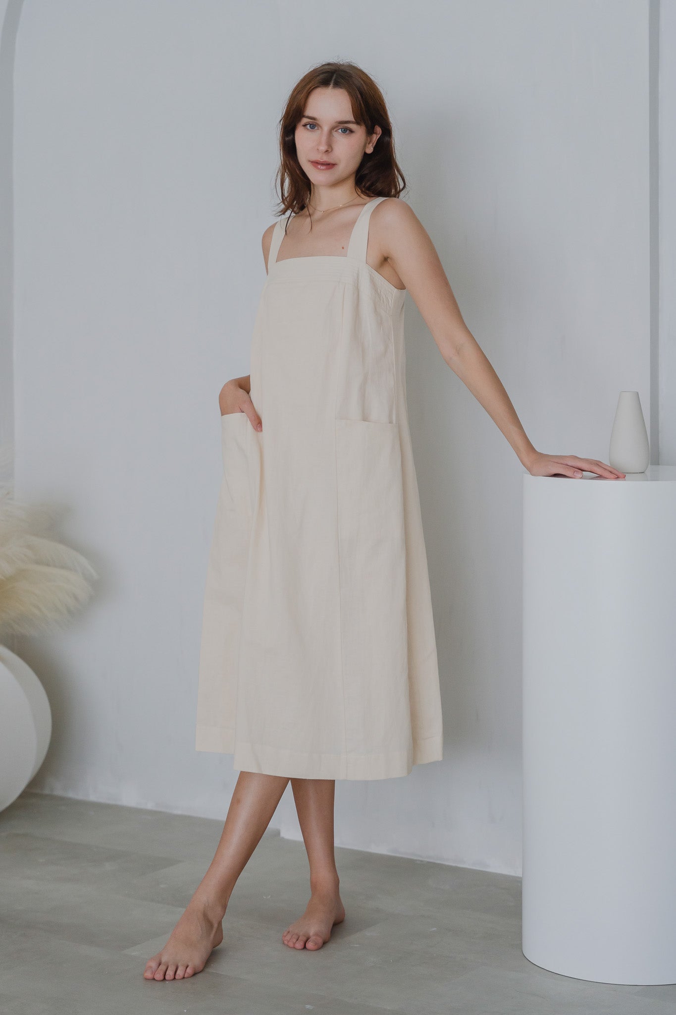 Piece of Cake Linen Tent Dress in Beige