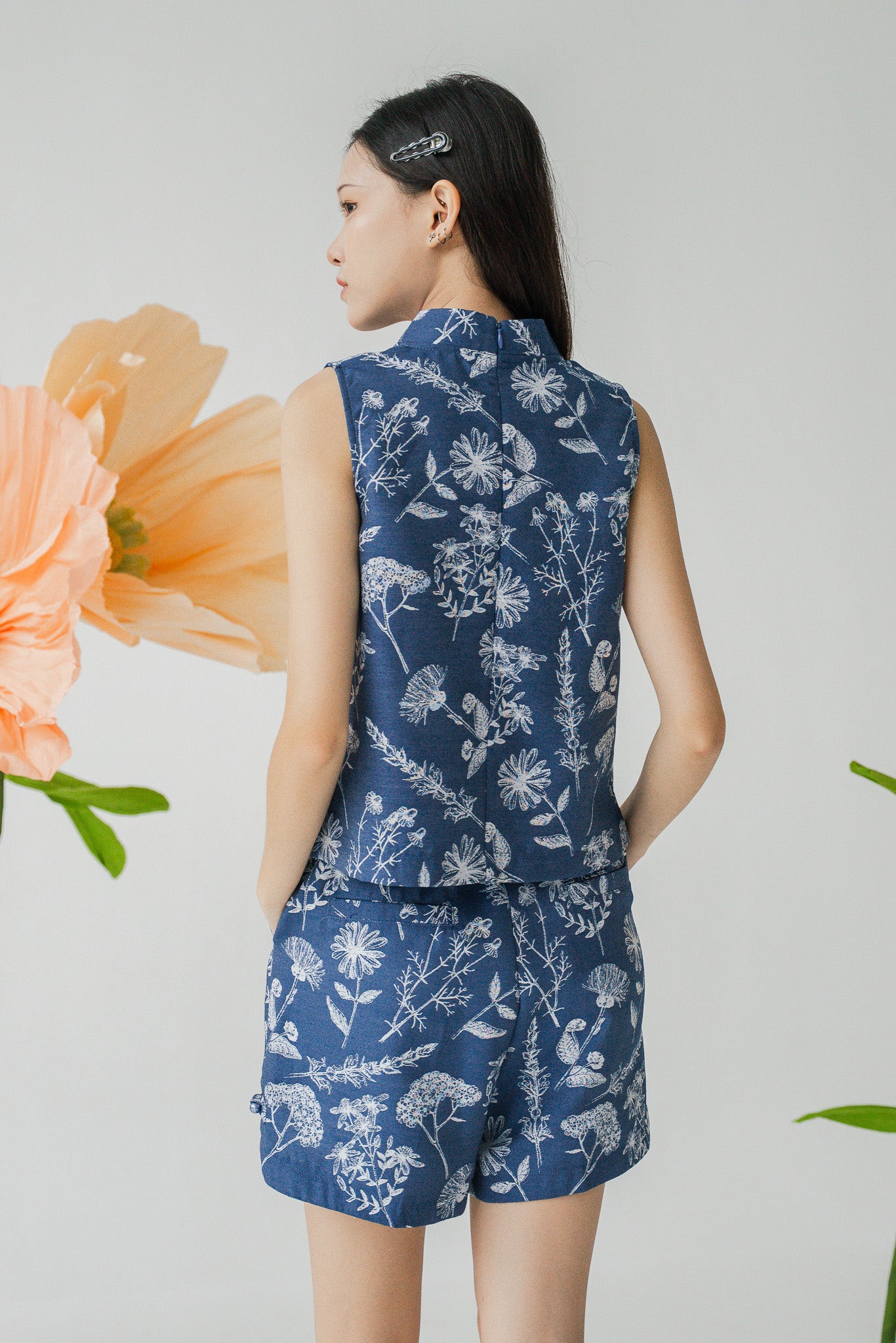 Spring Radiance Sleeveless Mandarin Blouse