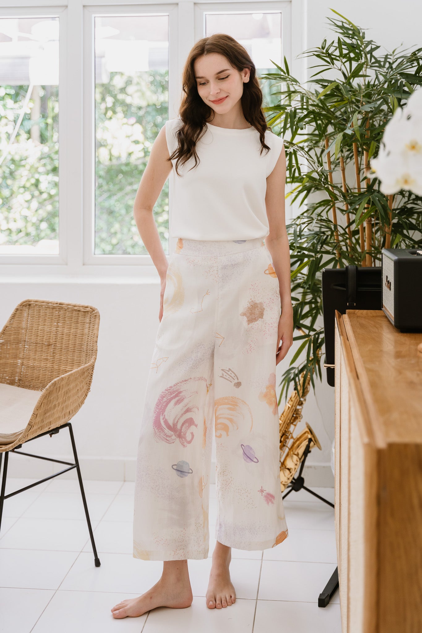 Constellations Linen Long Pants in Stardust