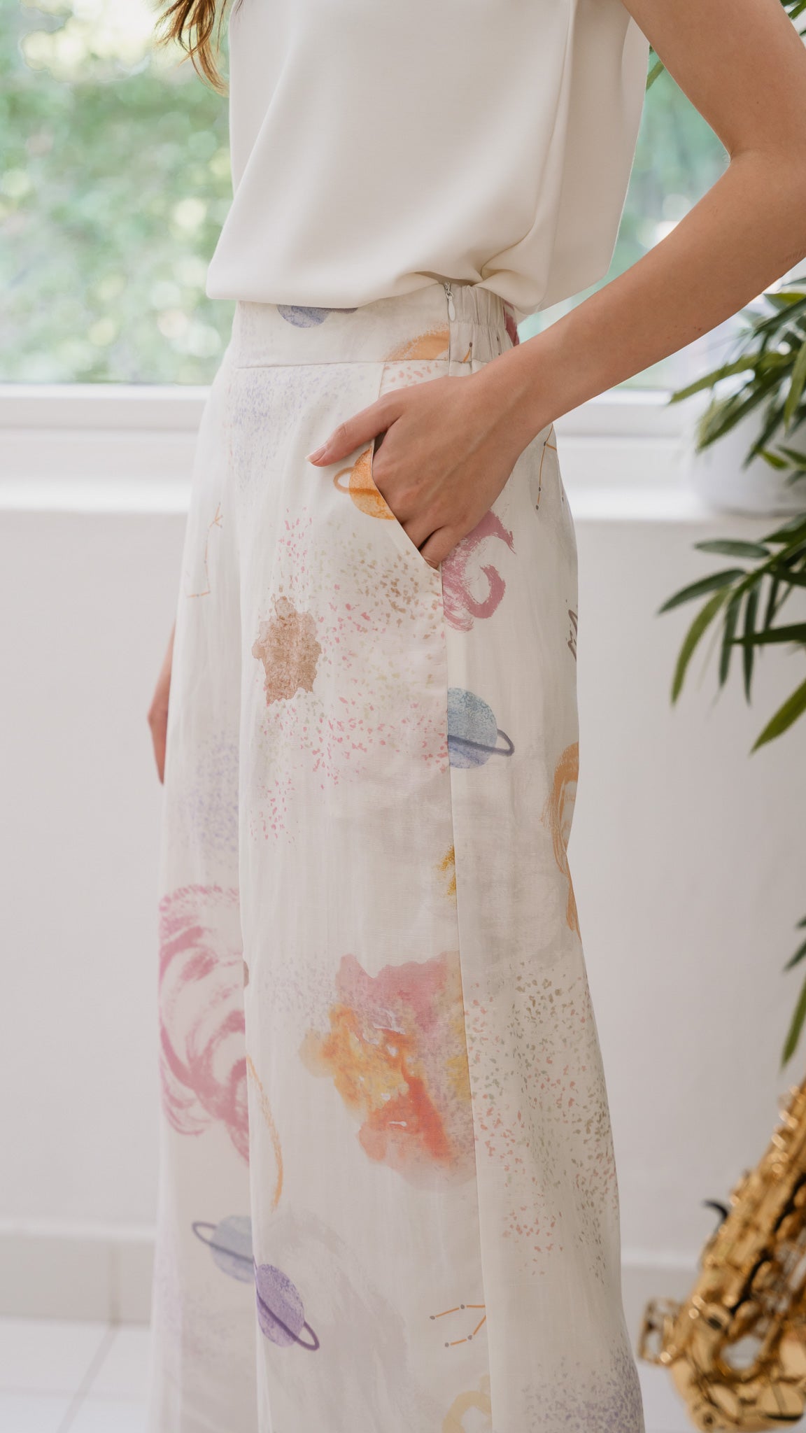 Constellations Linen Long Pants in Stardust