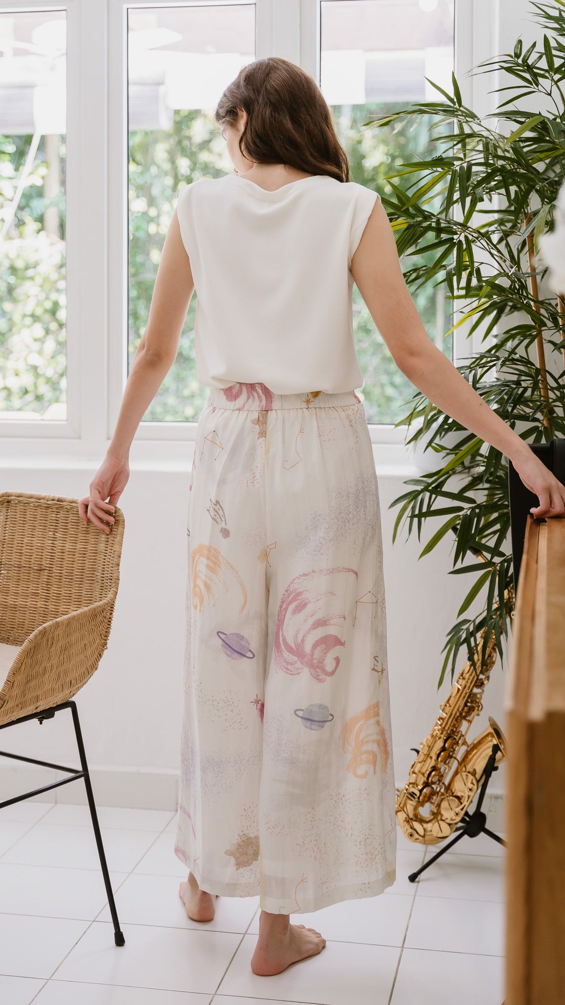 Constellations Linen Long Pants in Stardust