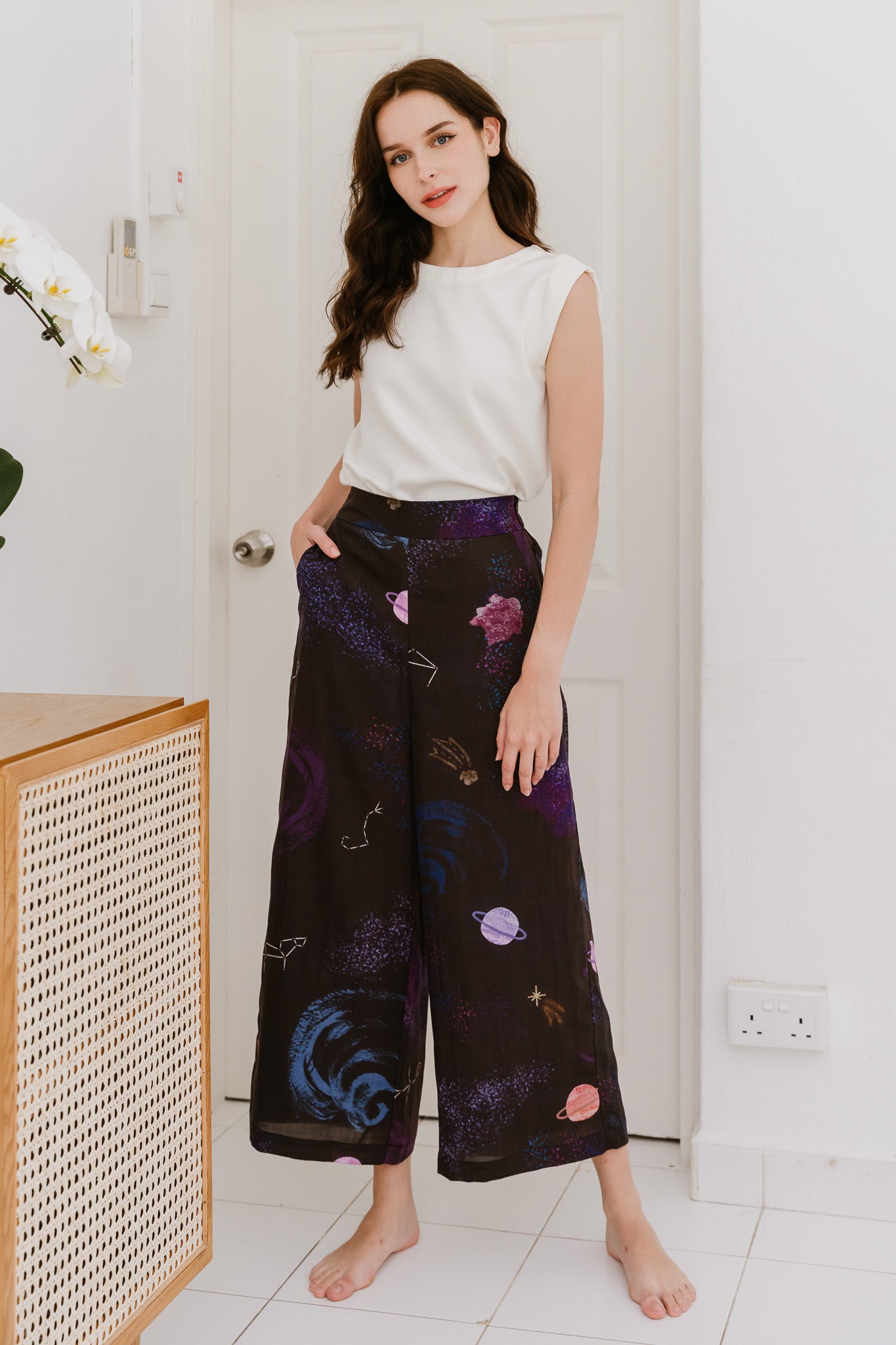 Constellations Linen Long Pants in Eclipse