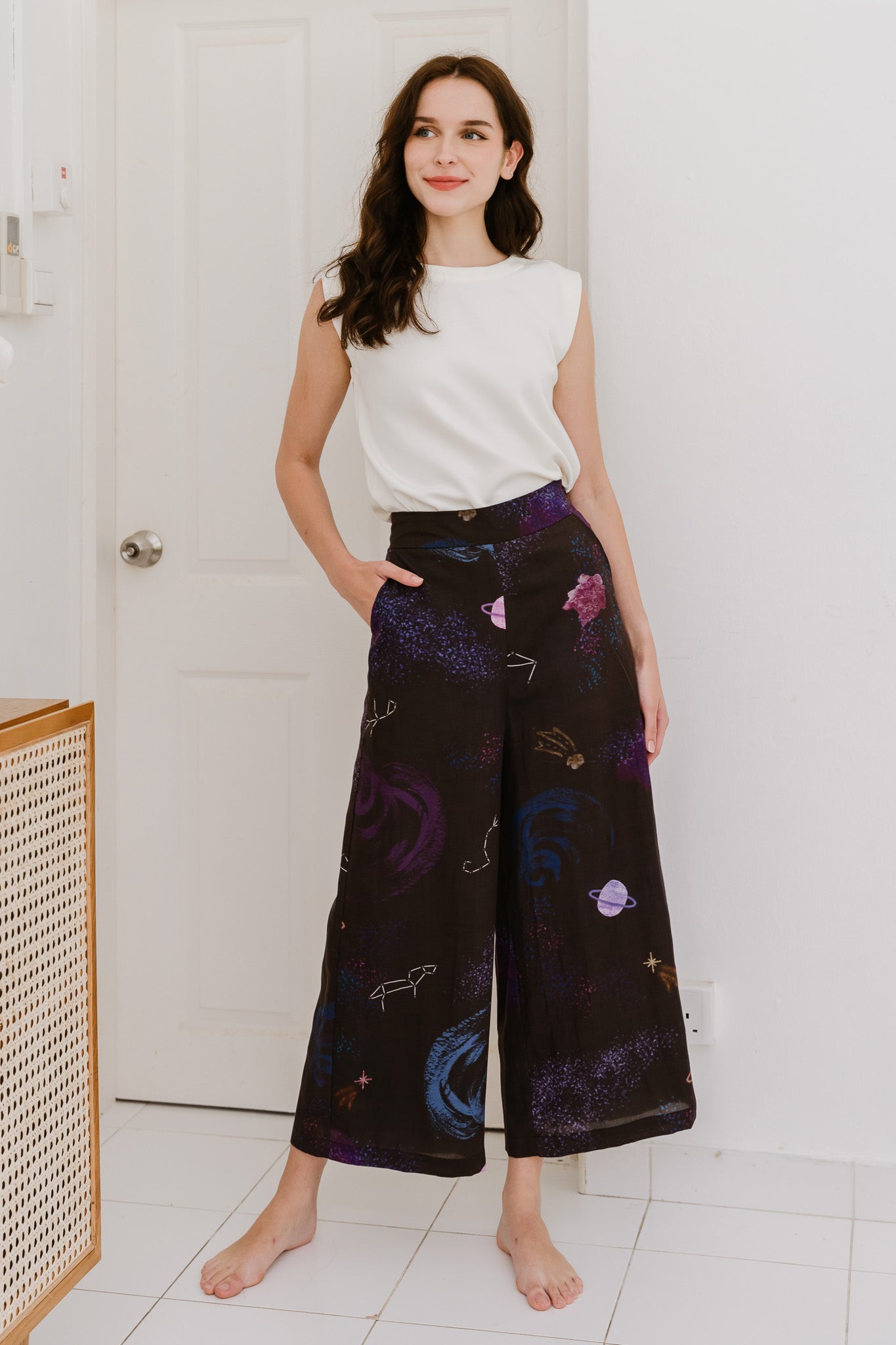 Constellations Linen Long Pants in Eclipse