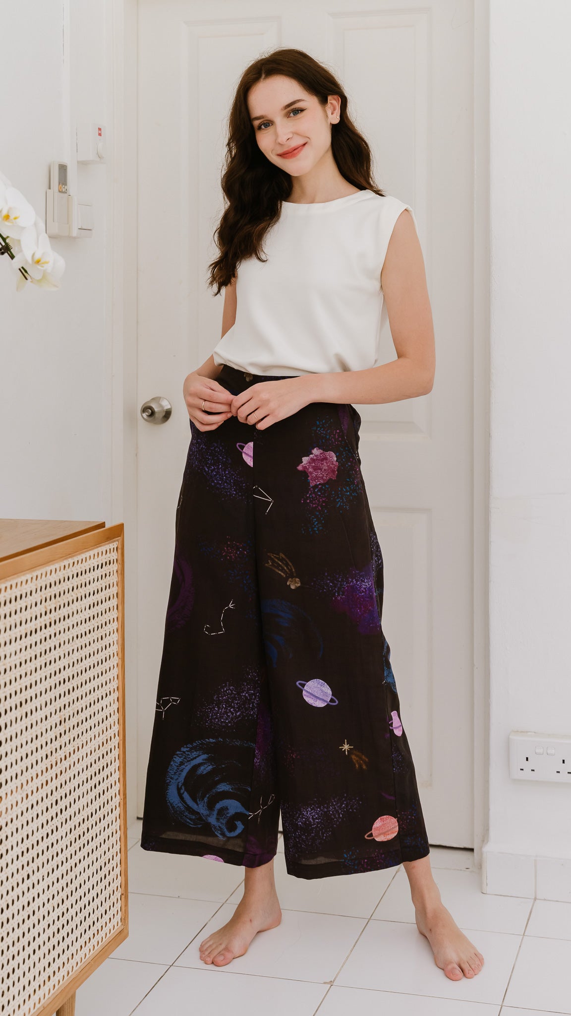 Constellations Linen Long Pants in Eclipse