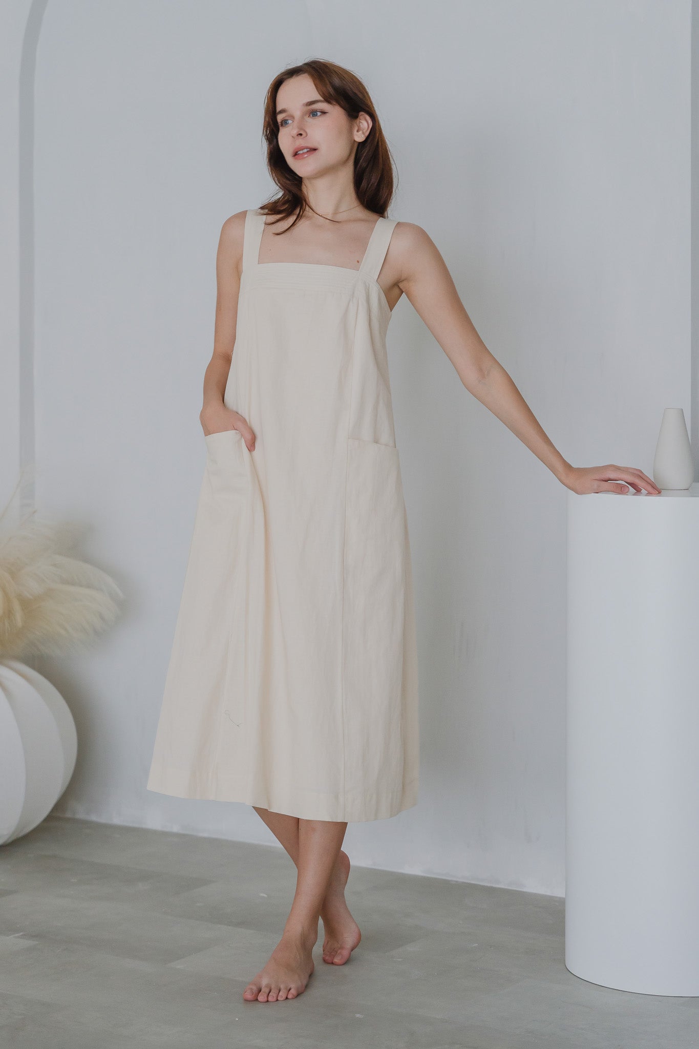 Piece of Cake Linen Tent Dress in Beige
