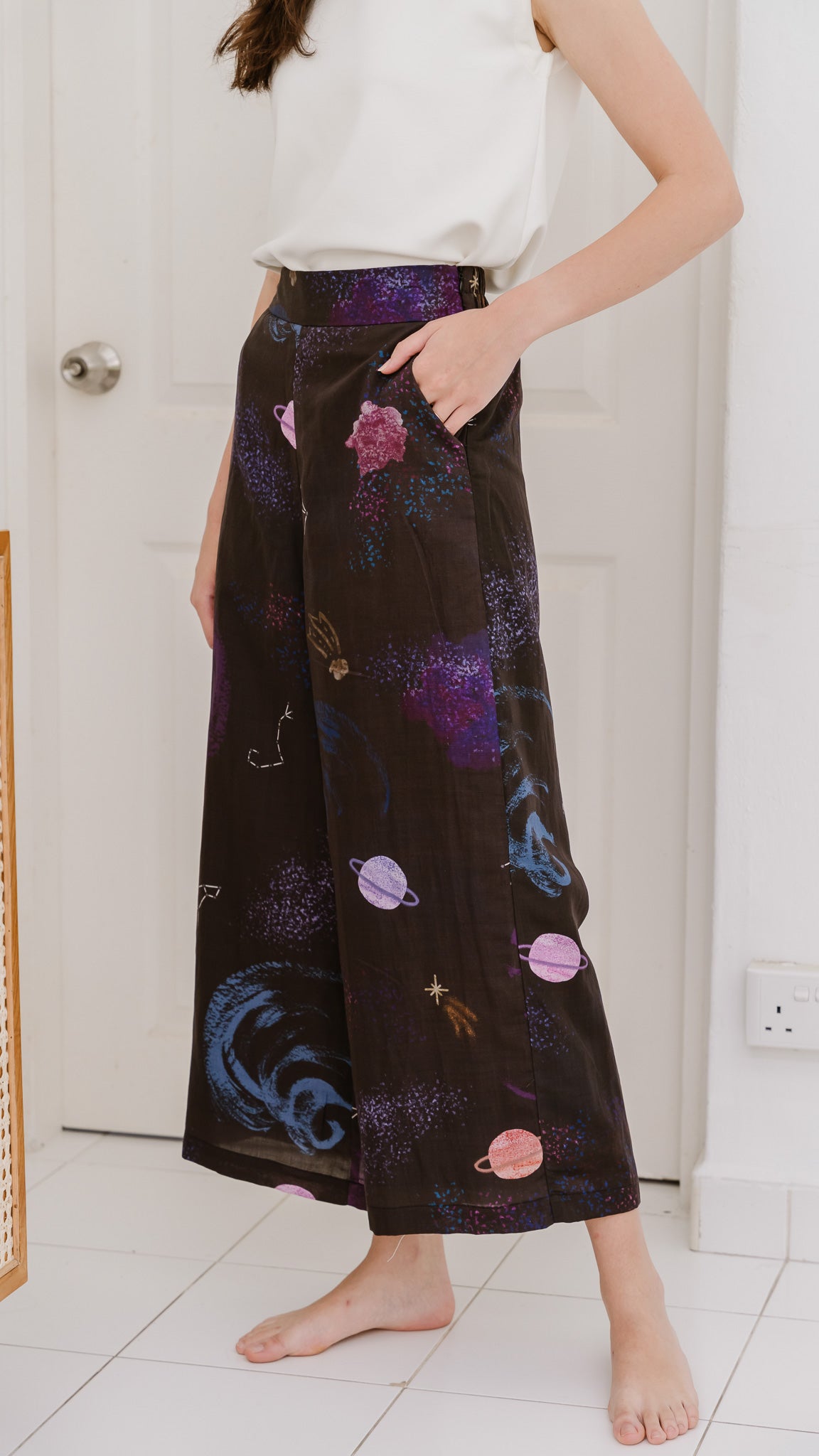 Constellations Linen Long Pants in Eclipse