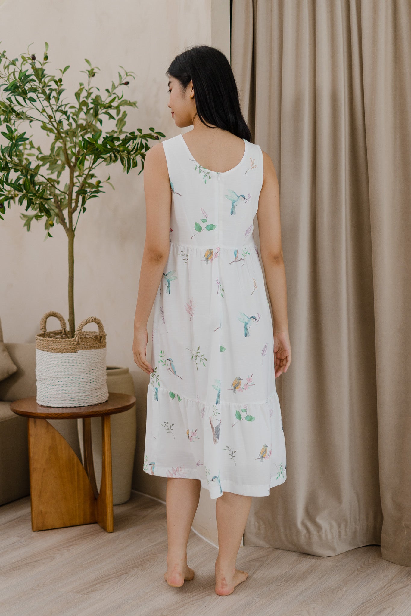 Birds of Paradise Tiered Midaxi Dress in Dove