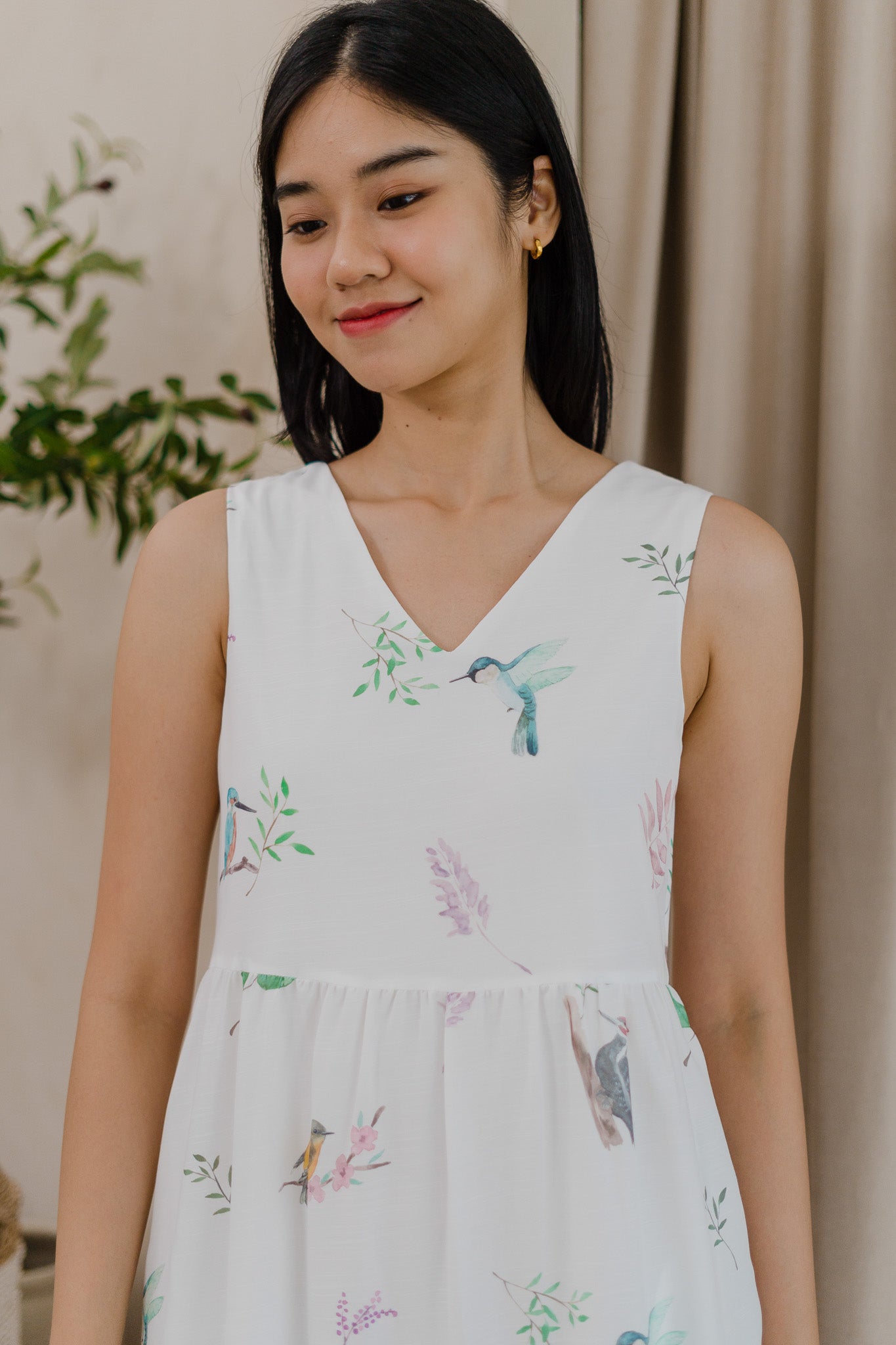 Birds of Paradise Tiered Midaxi Dress in Dove