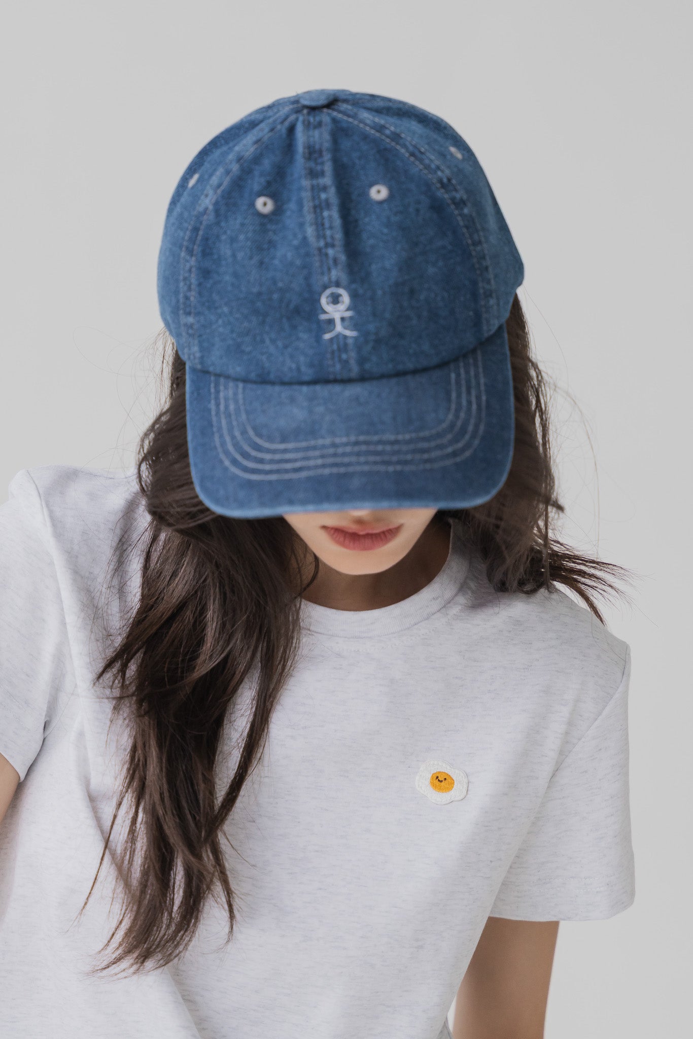 Smiley Logo Denim Cap in Dark Wash