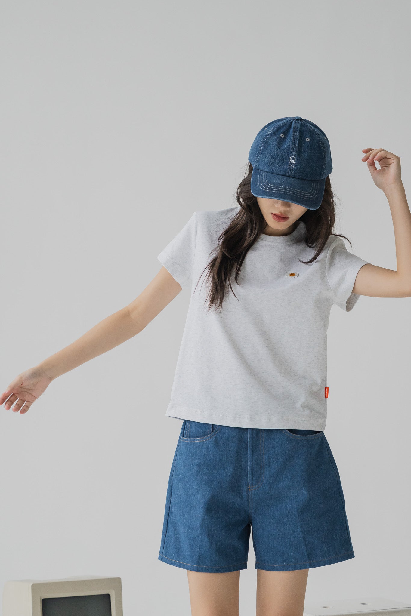 Smiley Logo Denim Cap in Dark Wash